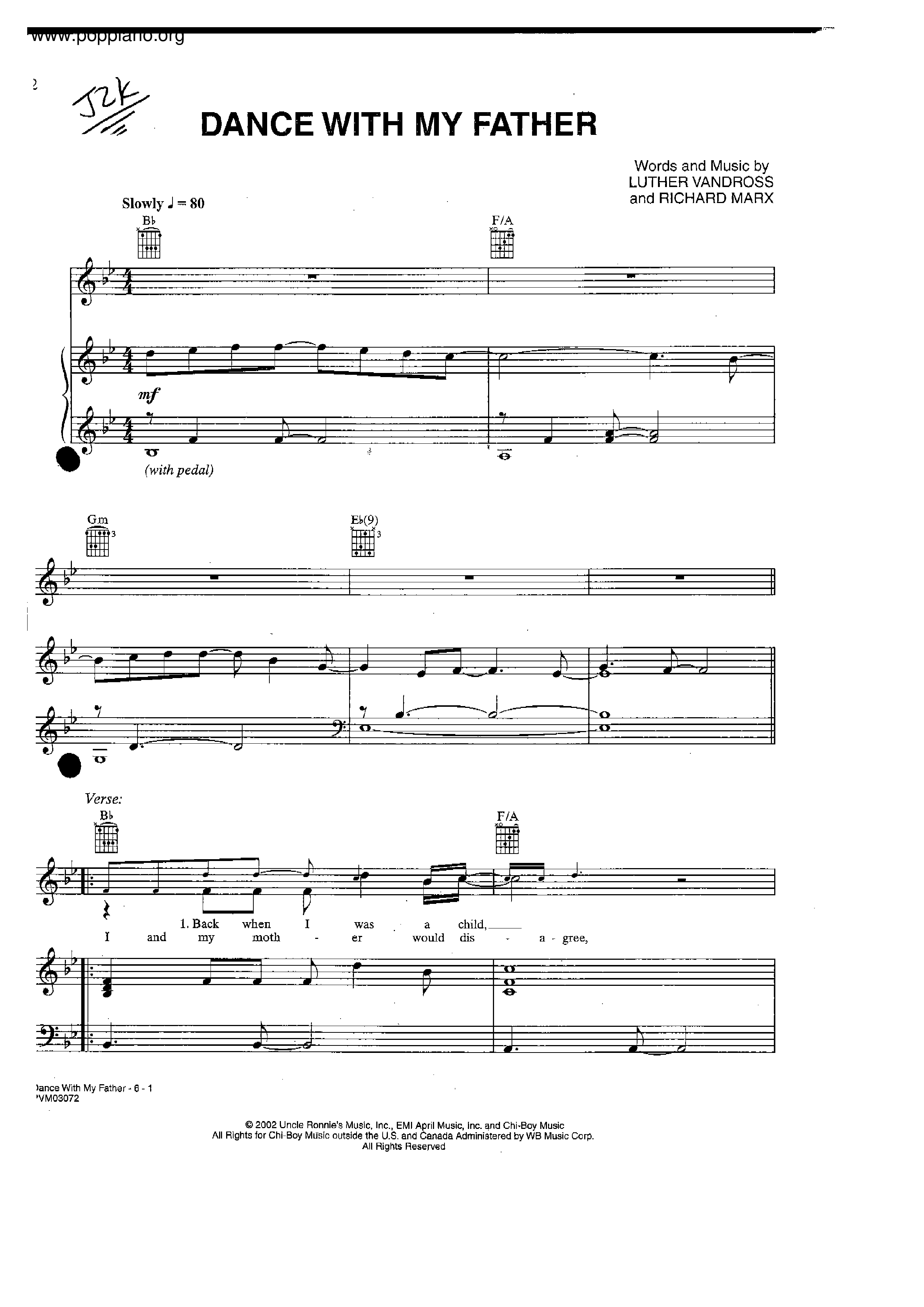 Dance With My Father Score