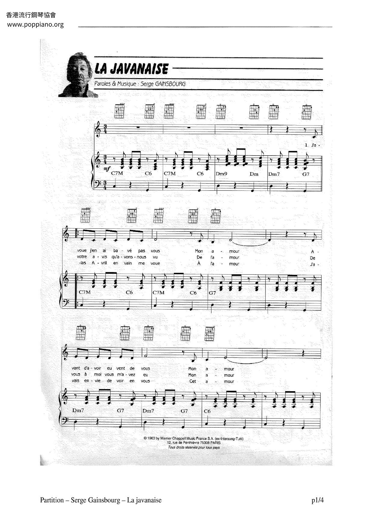 La Javanaise Score