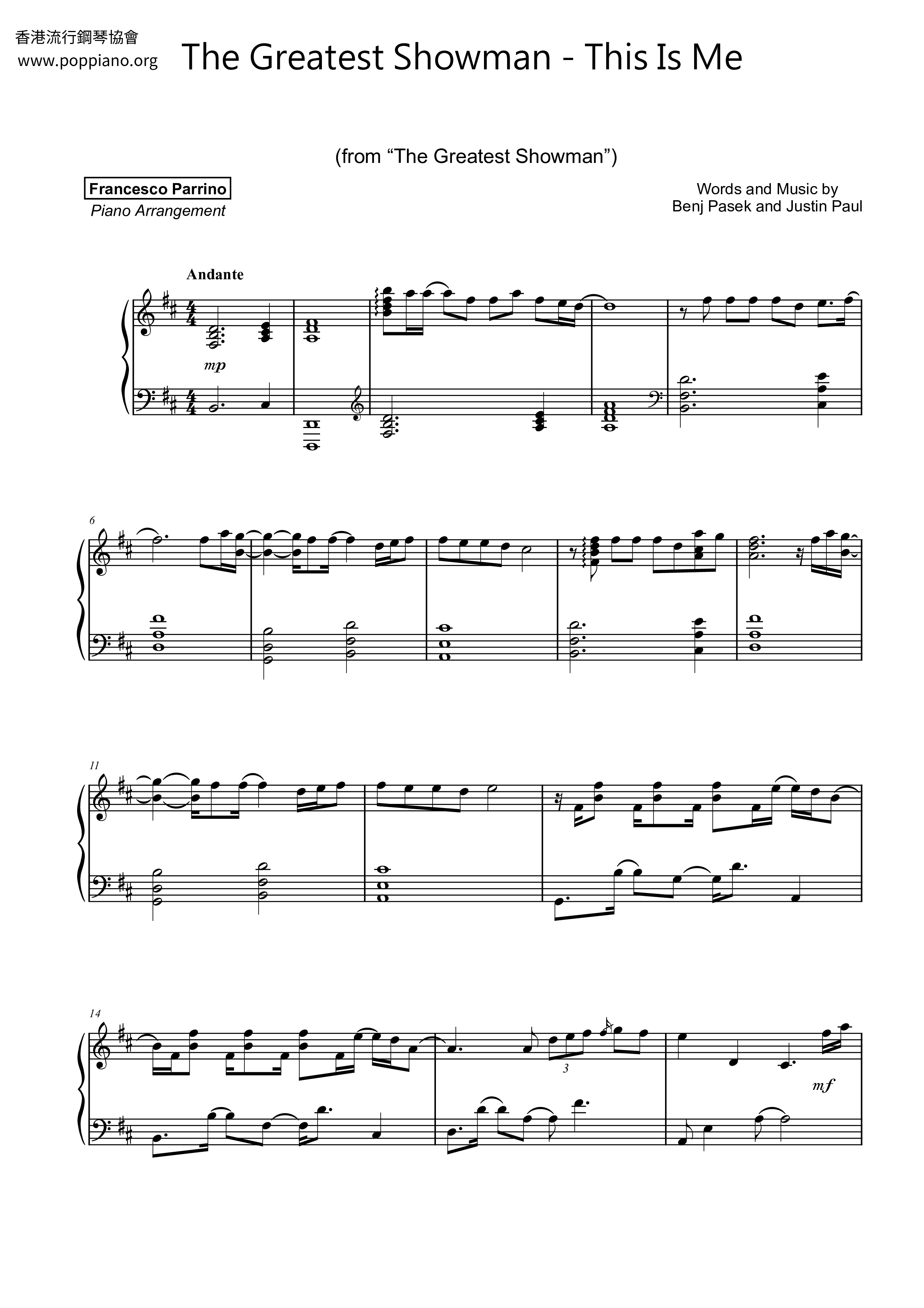 The greatest showman this is me sheet music pdf free score