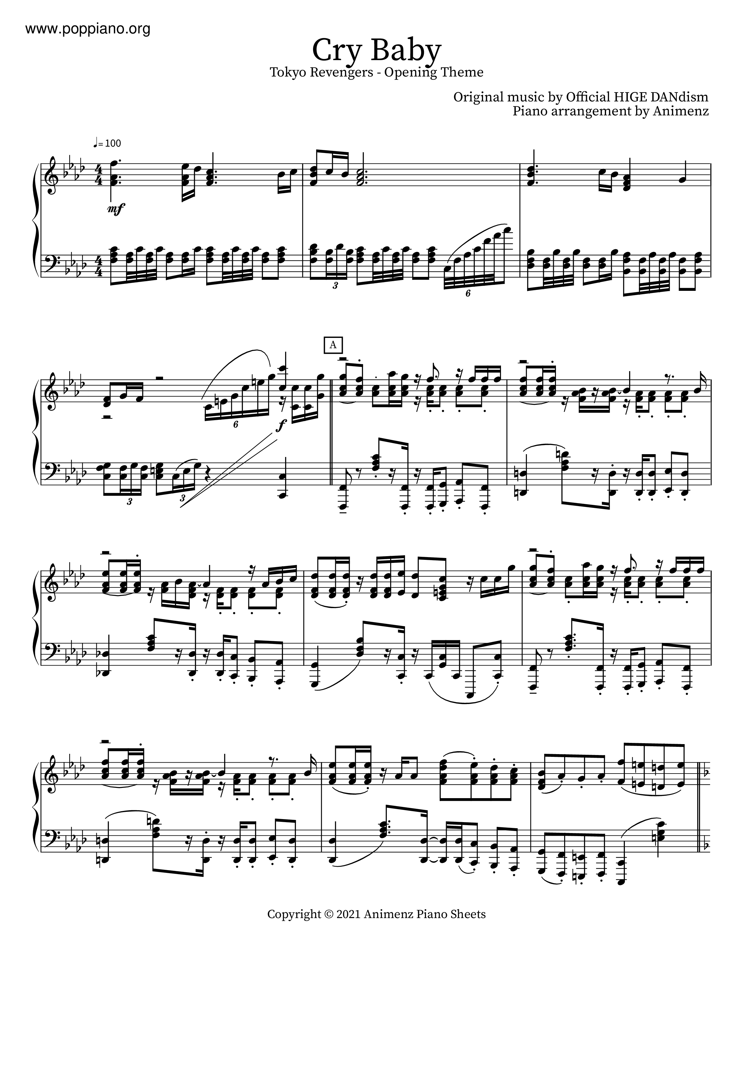 Tokyo Revengers Op - Cry Baby Score