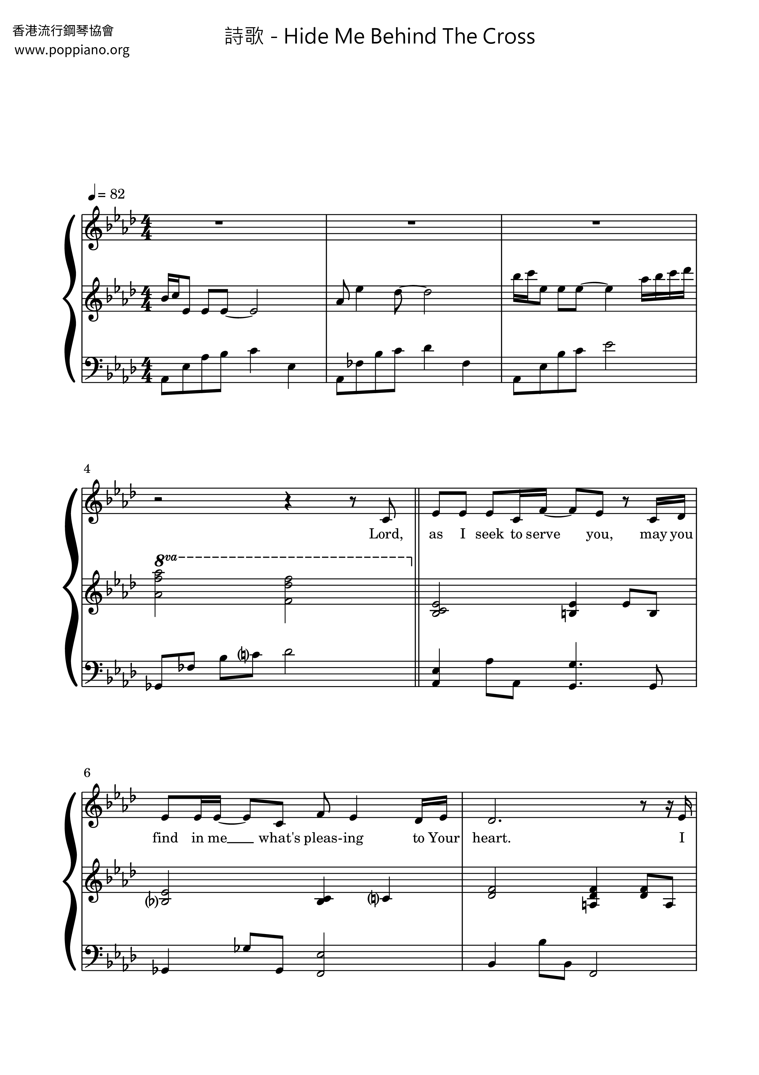 Hide Me Behind The Cross Score