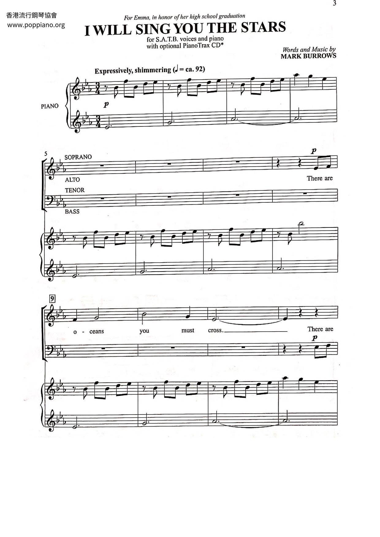 I Will Sing You The Stars Score