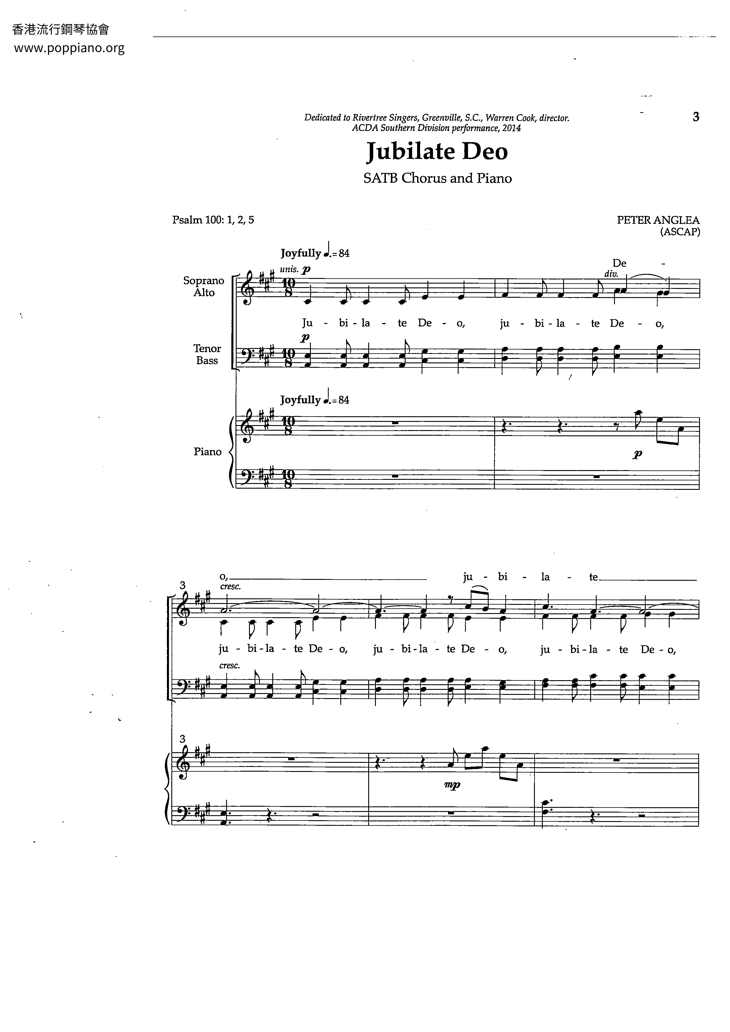 Jubilate Deo Score