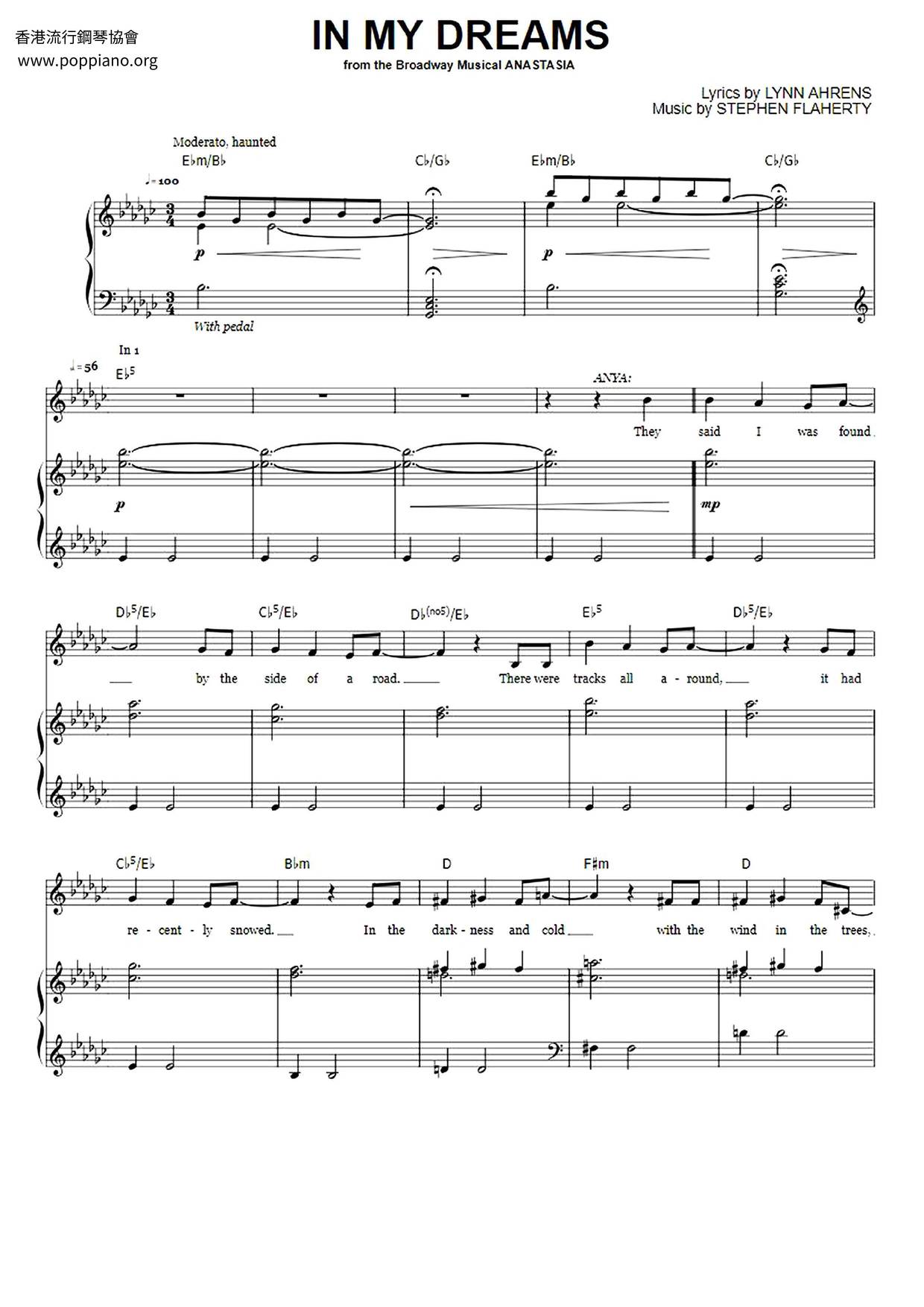 Anastasia - In My Dreams Score
