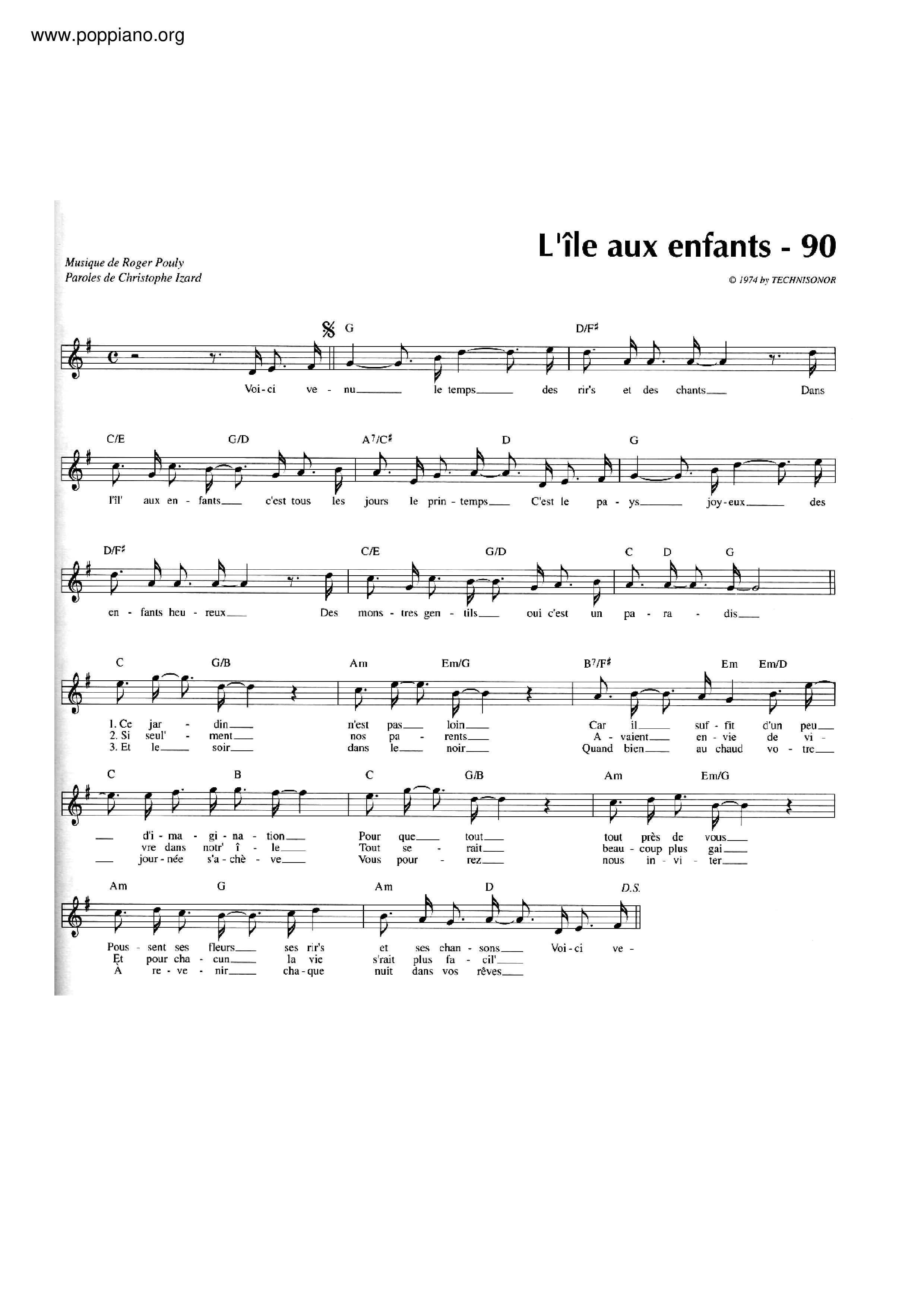 L'ile Aux Enfants Score