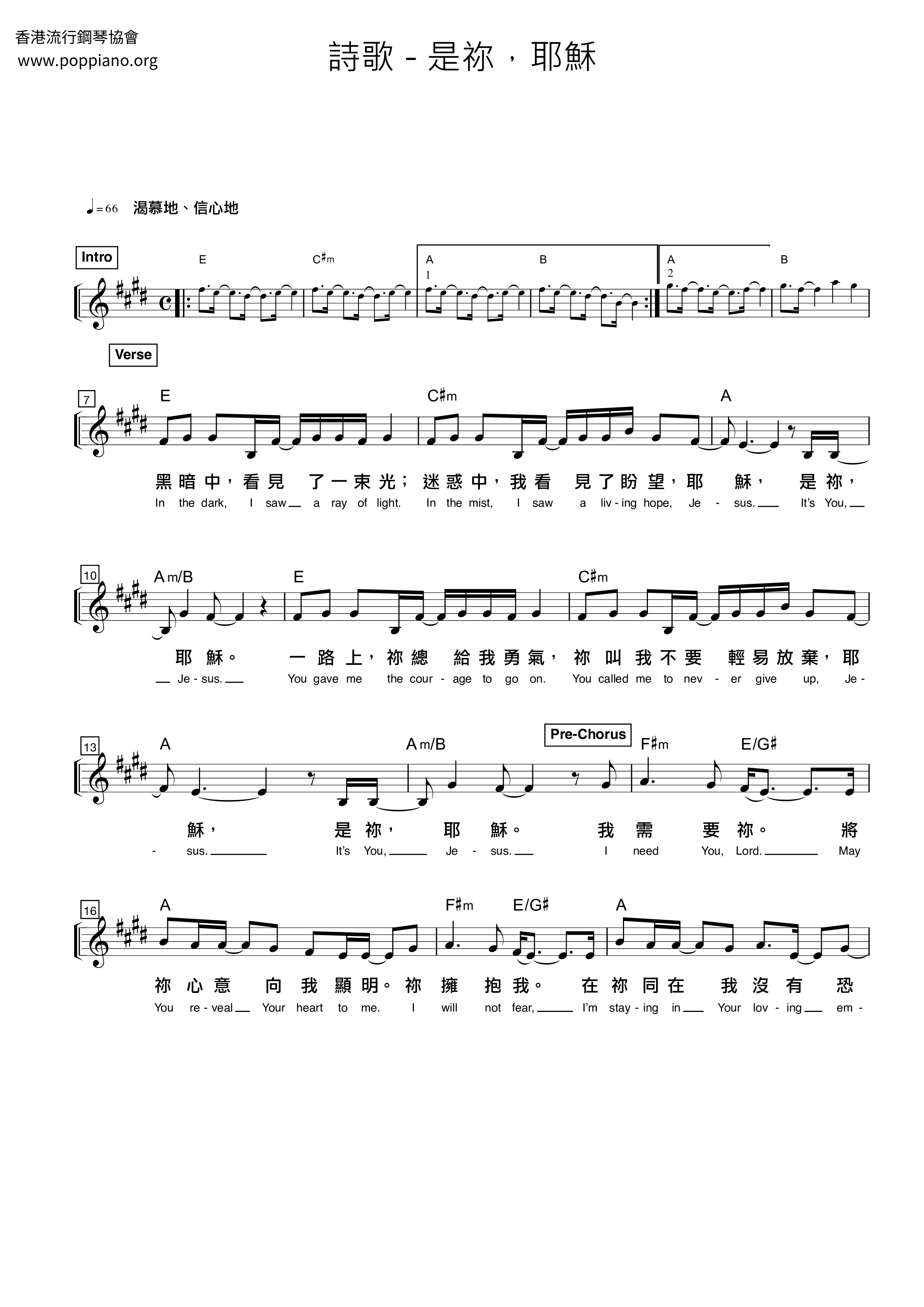 It's You, Jesus Score