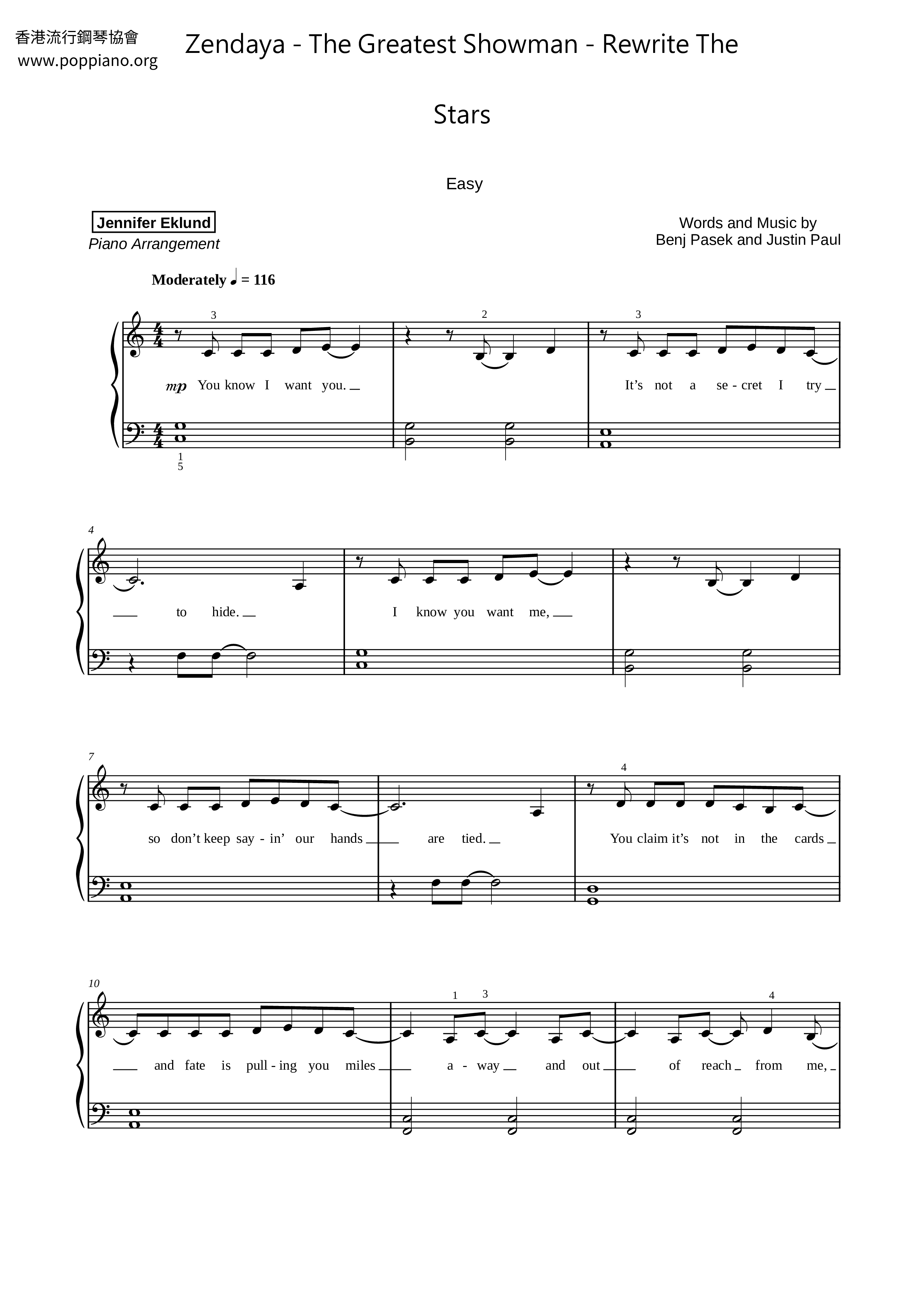 The Greatest Showman - Rewrite The Stars Score