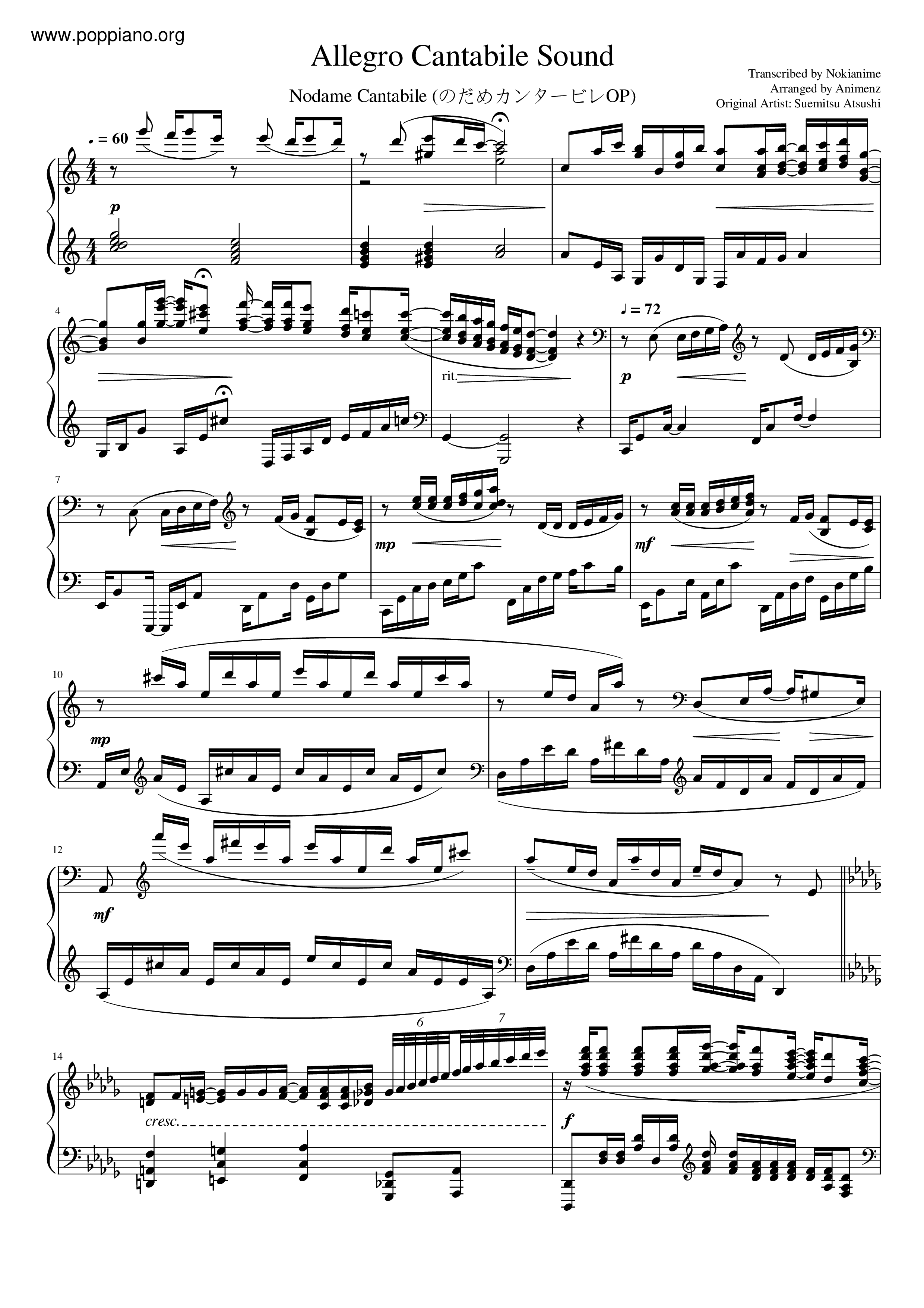 Allegro Cantabile Score