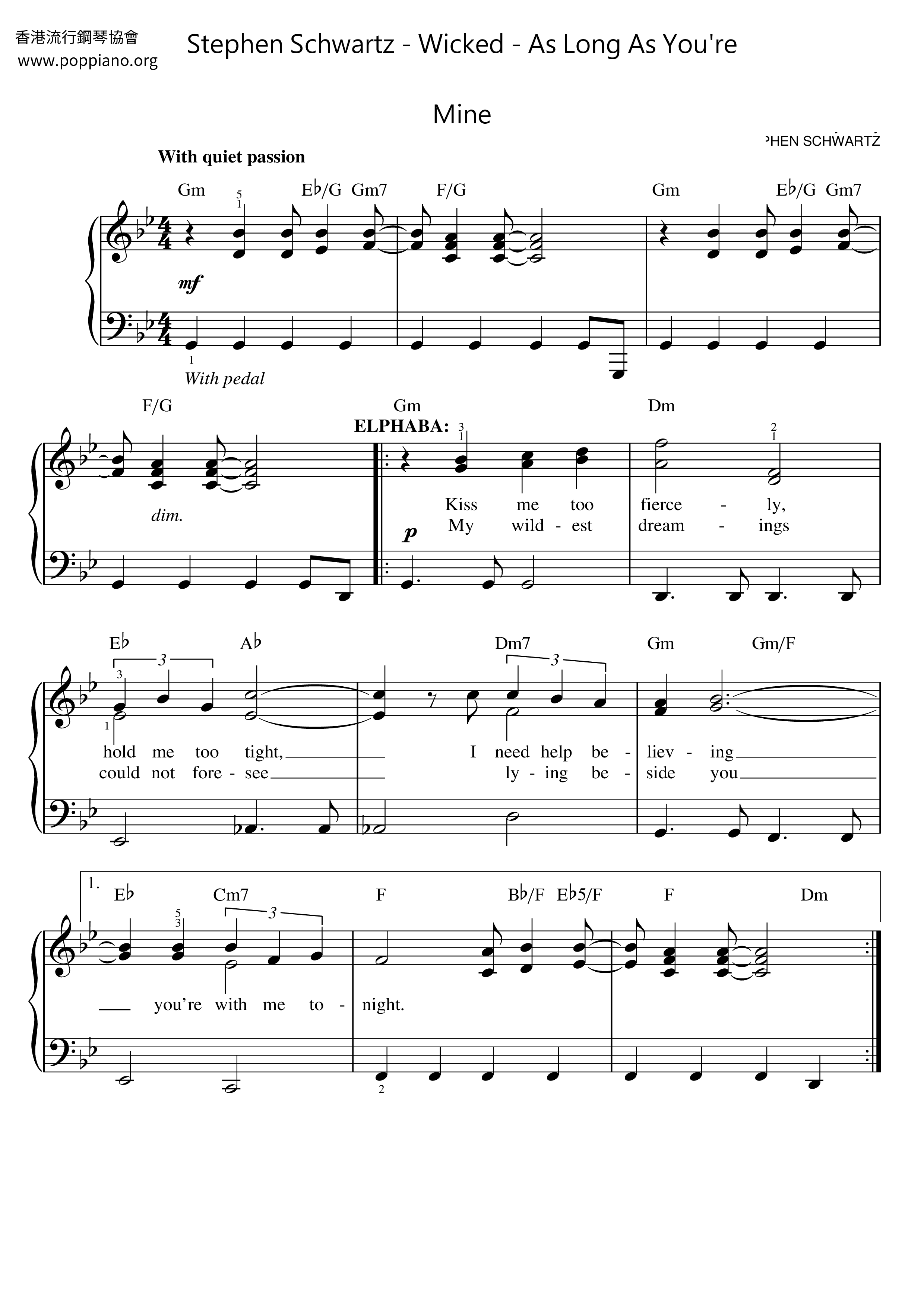 Wicked - As Long as You're Mine Score
