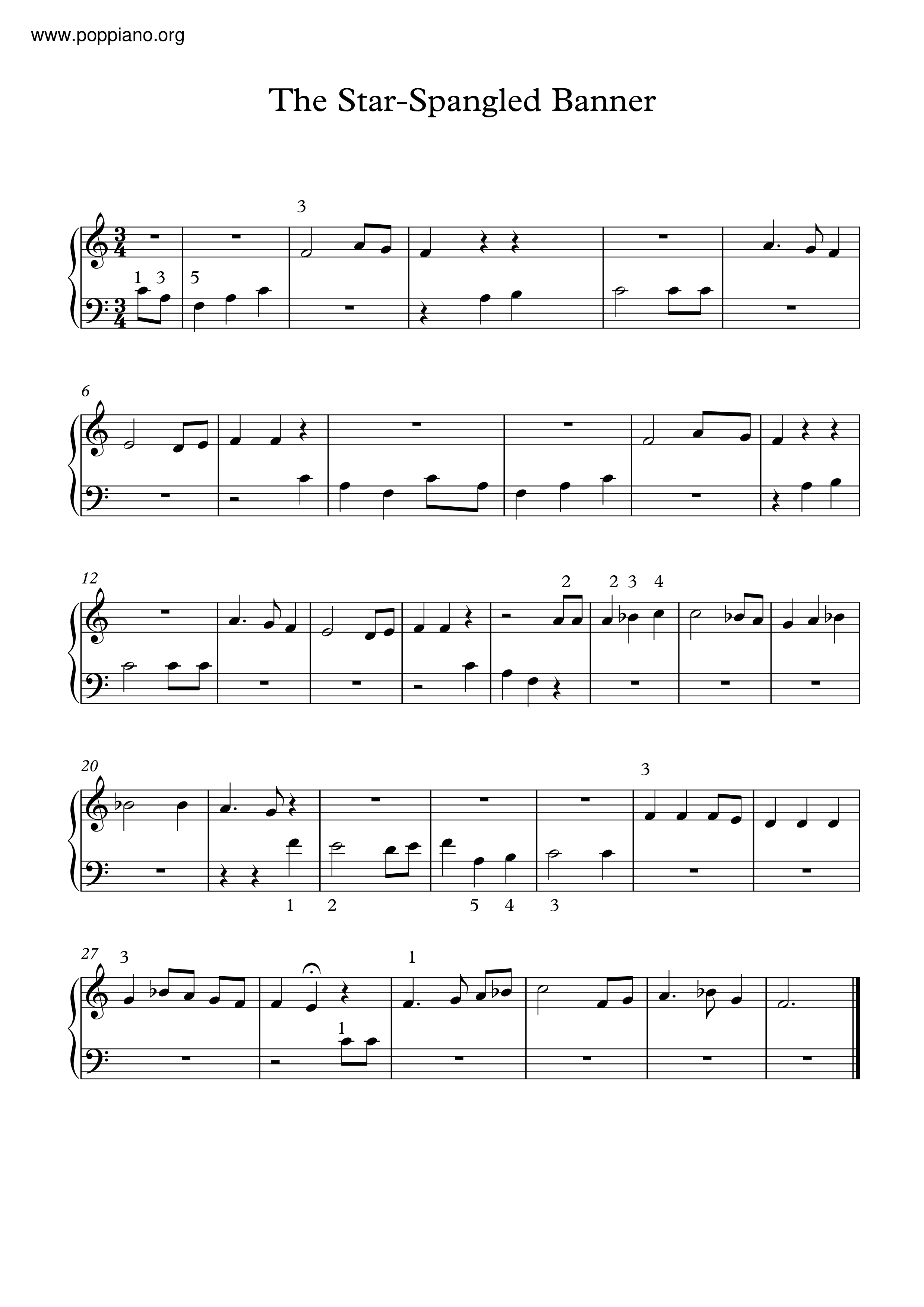 The Star-Spangled Banner (USA Anthem) Score