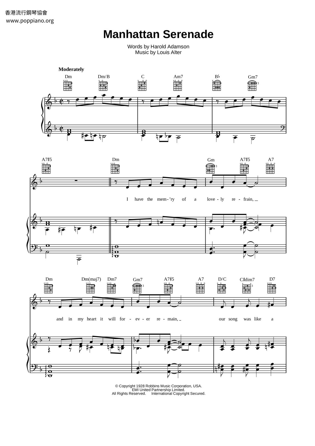 Manhattan Serenade Score