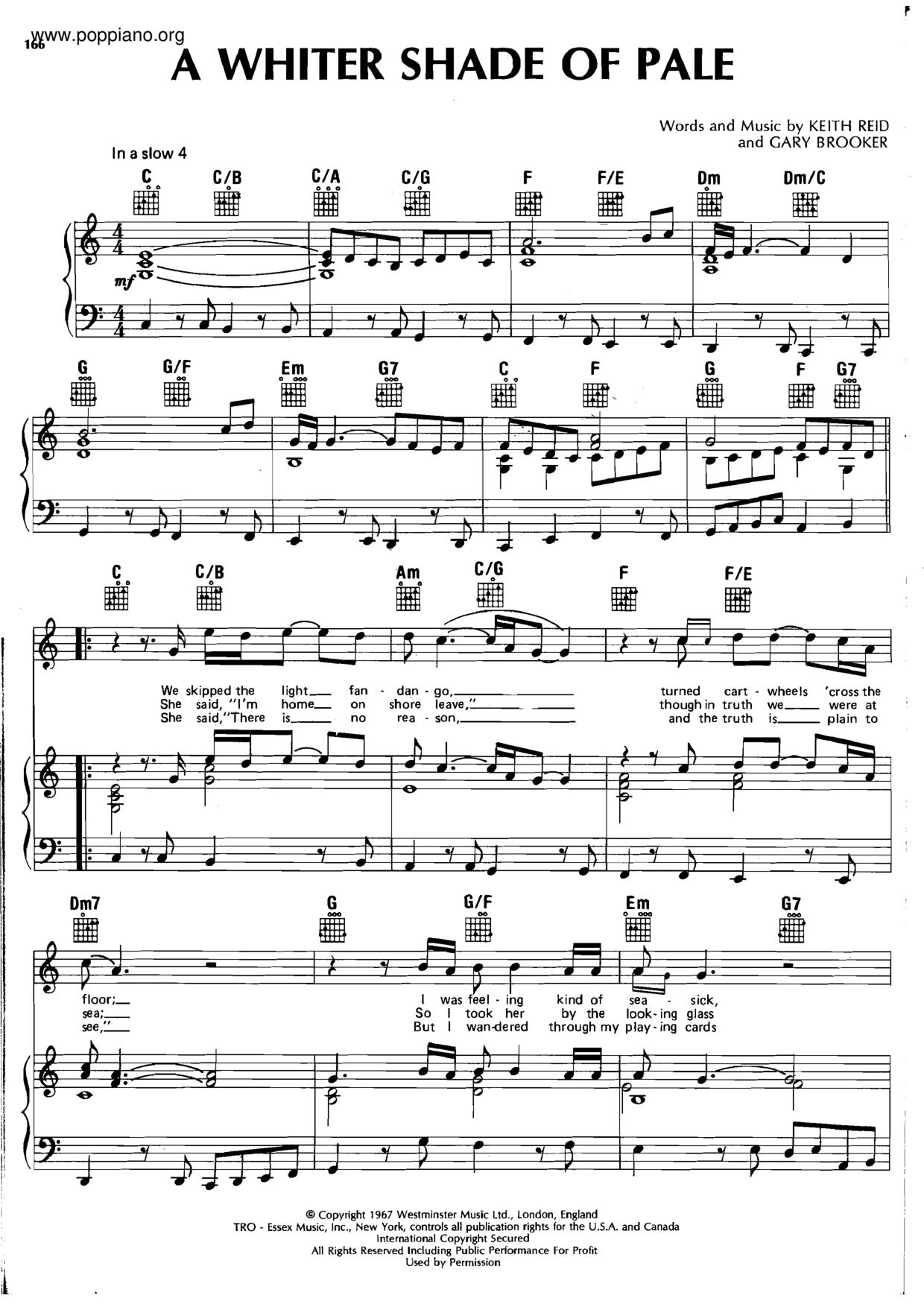 A Whiter Shade Of Pale  Score