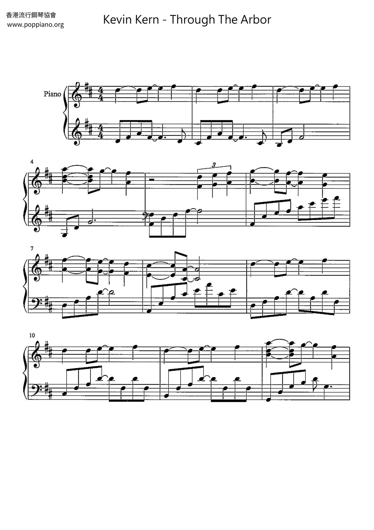 Walk Through The Green Through The Arbor Score