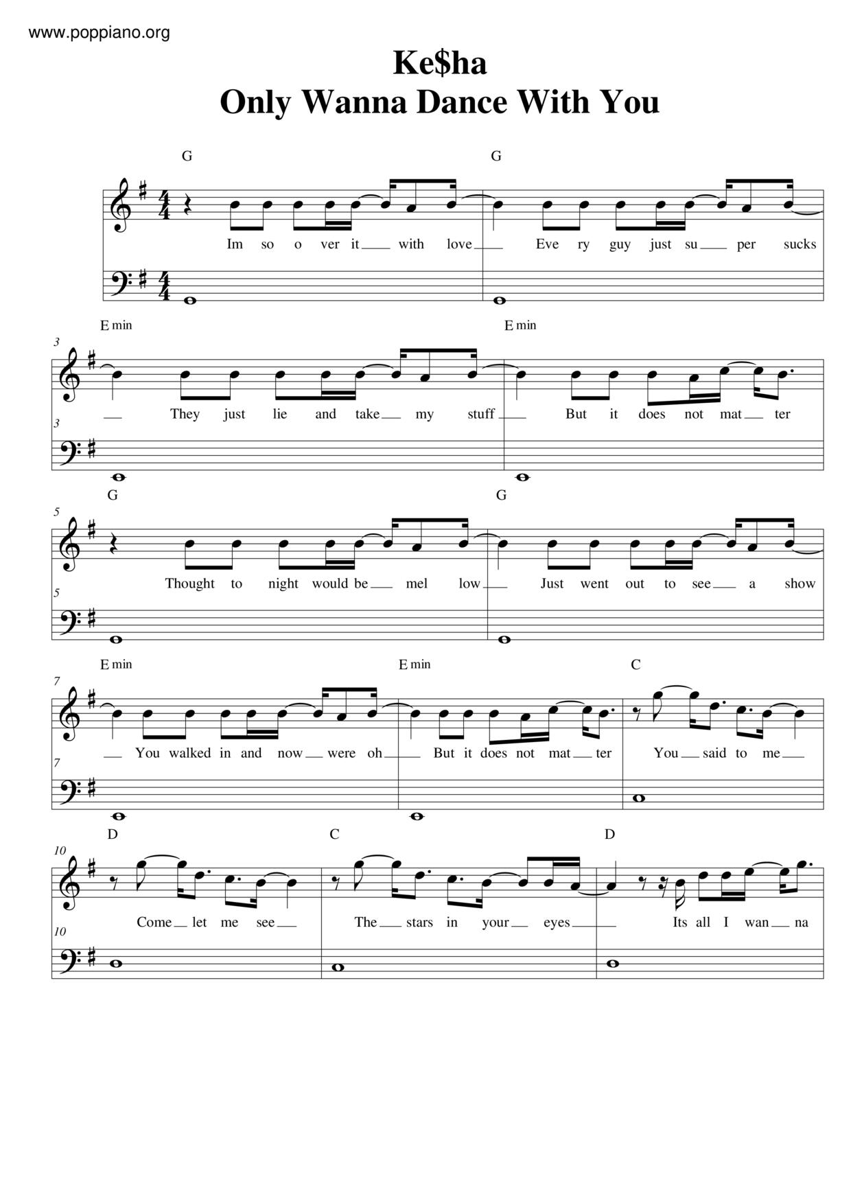 Kesha-Only Wanna Dance With You Sheet Music pdf, - Free Score Download ★