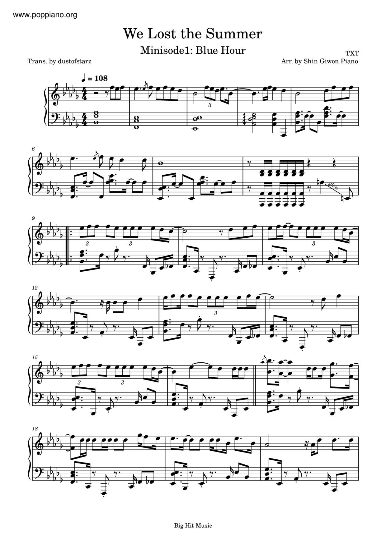 We Lost The Summer Score