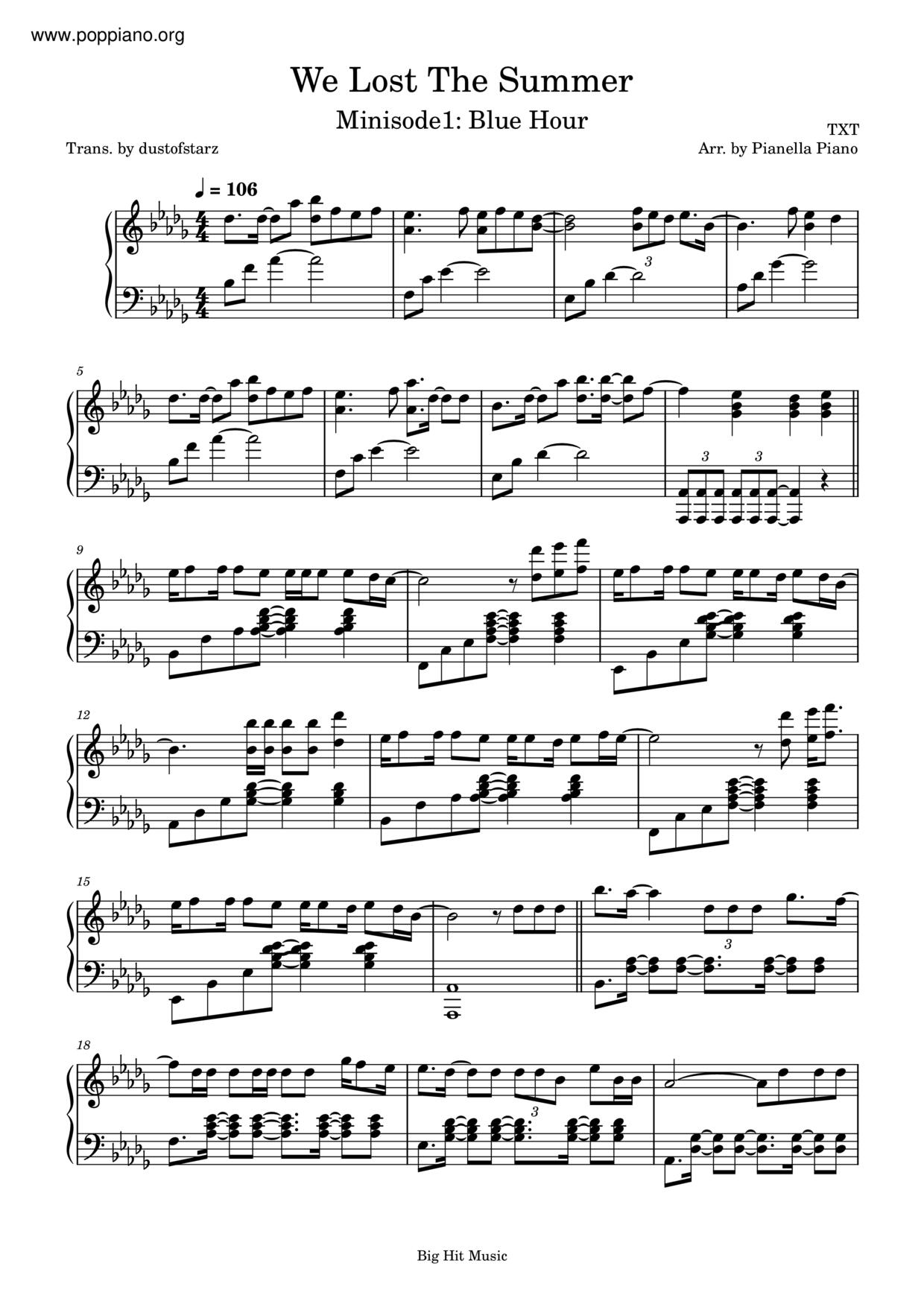 We Lost The Summer Score