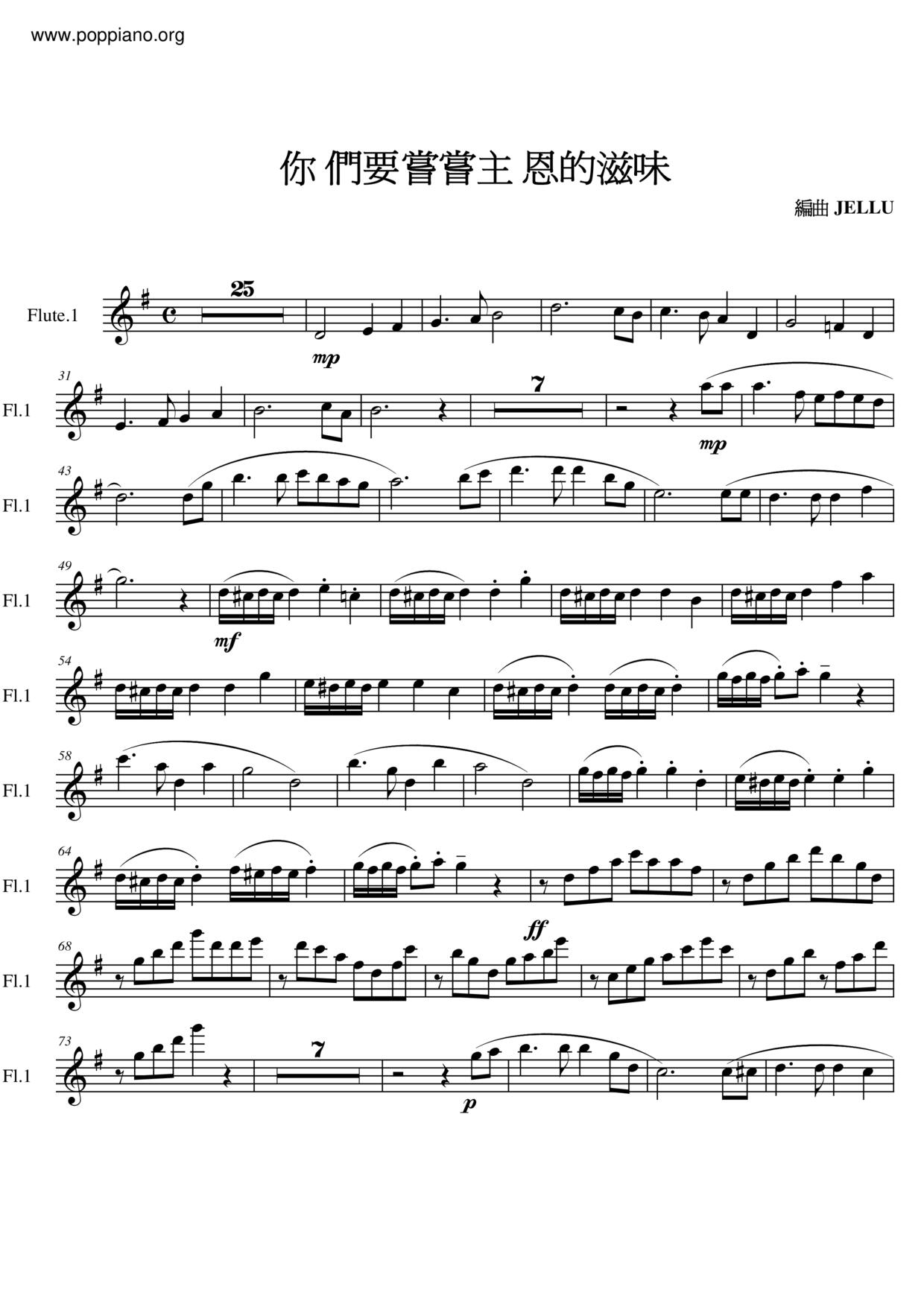 You Must Taste The Lord's Grace Score