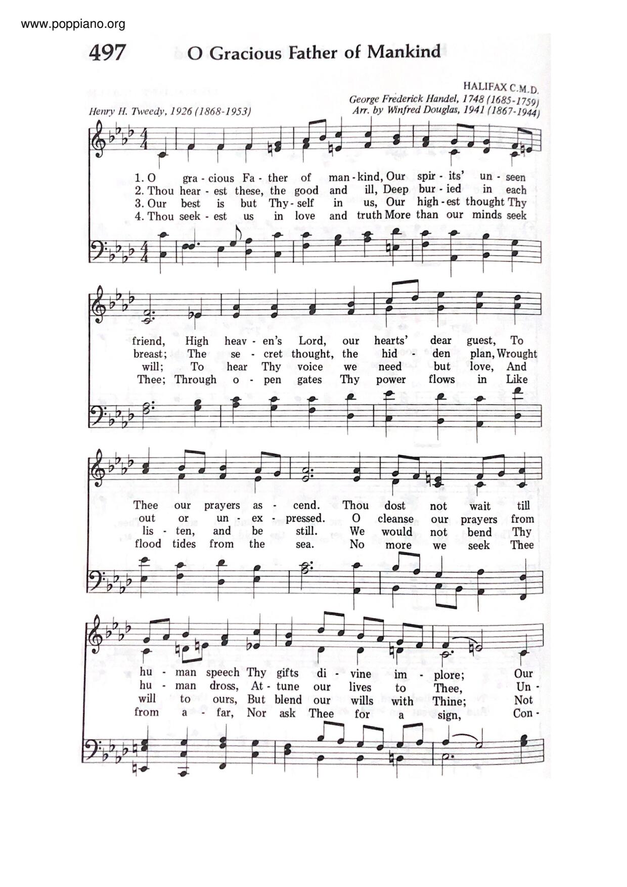 hymnO Gracious Father Of Mankind Sheet Music pdf, Free Score Download ★