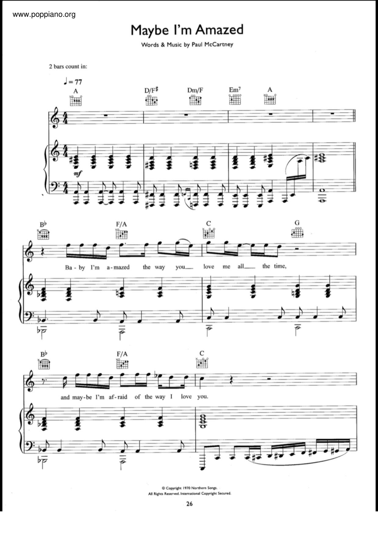 Maybe I'm Amazed Score