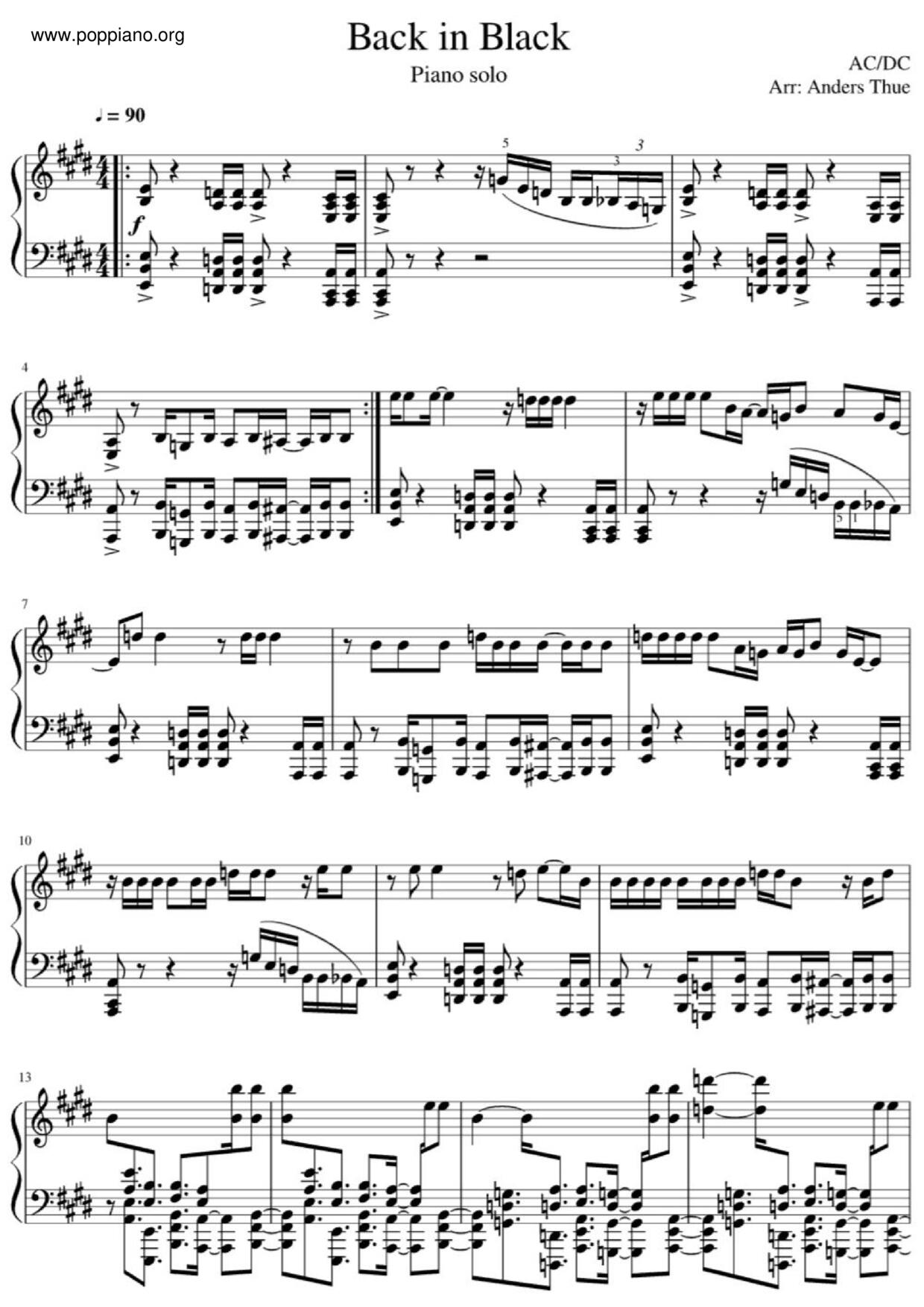AC/DCBack In Black Sheet Music pdf, Free Score Download ★