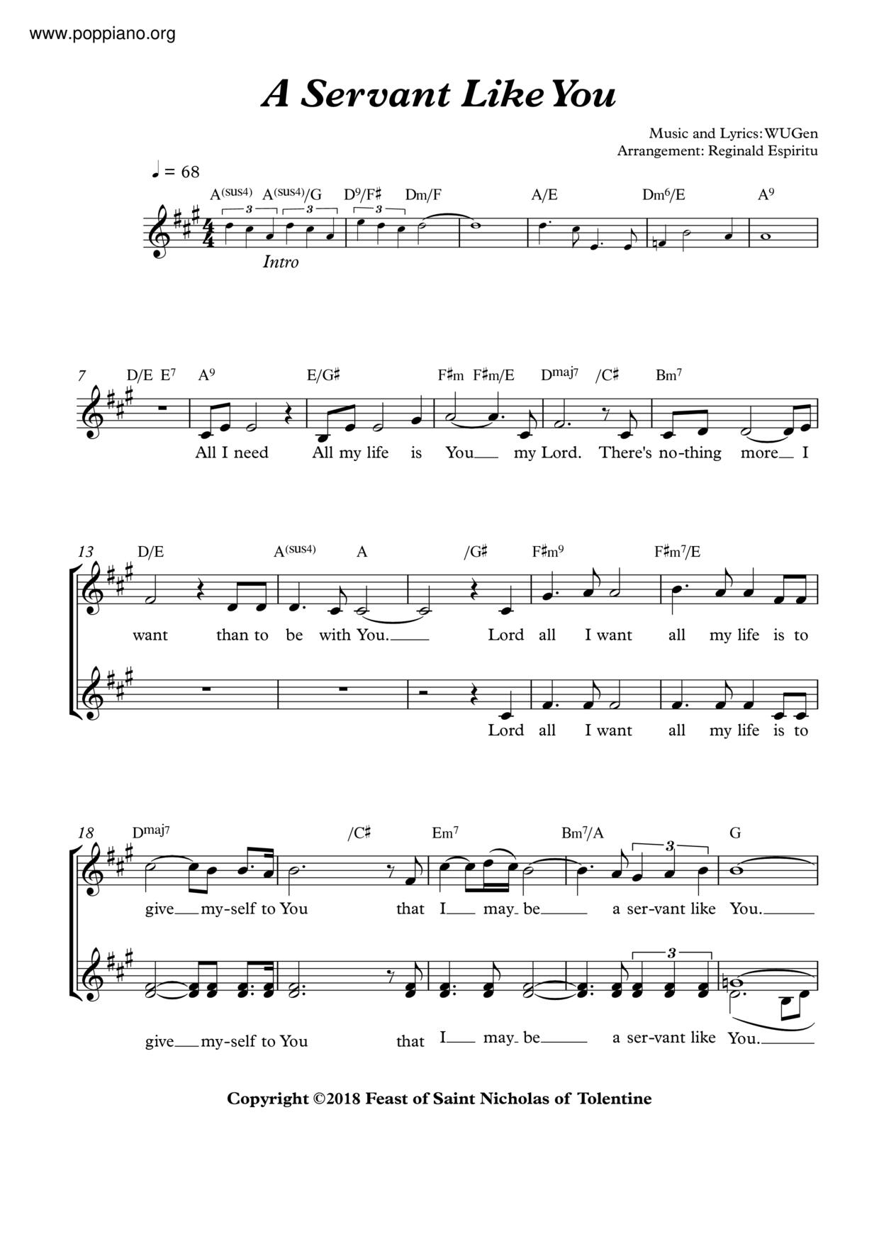A Servant Like You Score