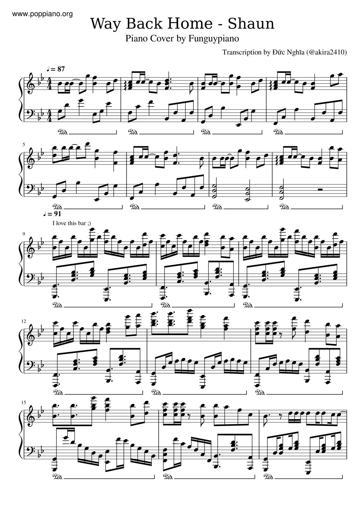 ShaunWay Back Home Sheet Music pdf, Free Score Download ★