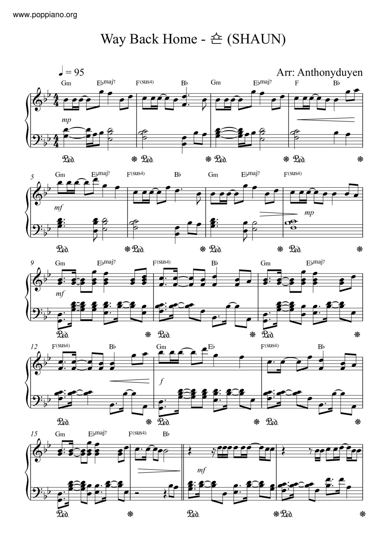 Way Back Home Score
