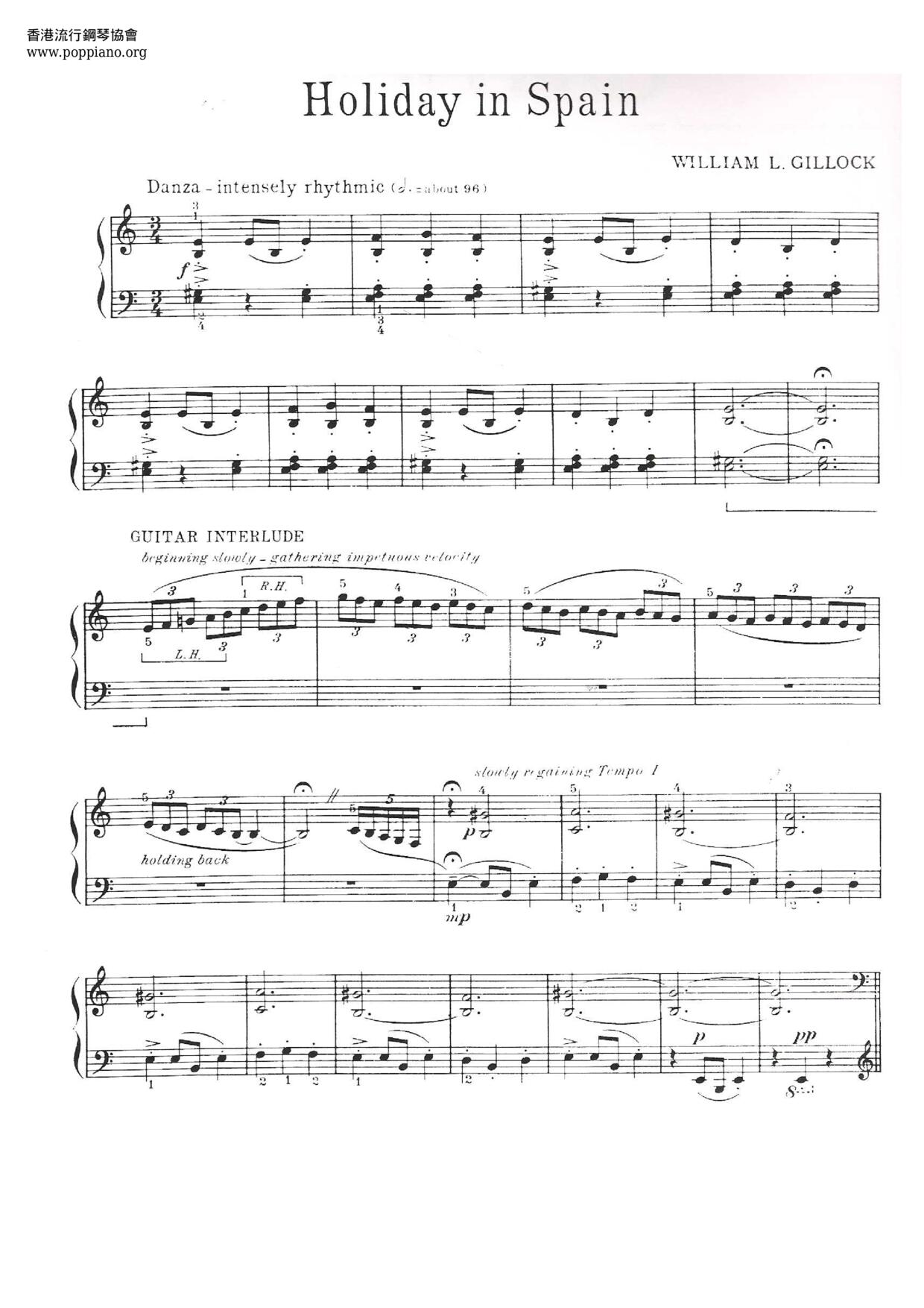 William GillockHoliday In Spain Sheet Music pdf, (ウィリアム・ギロック) Free