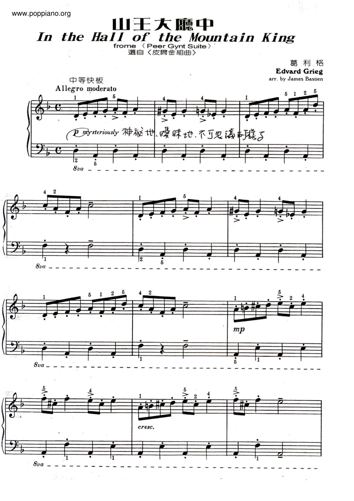 In The Hall Of The Mountain King Score