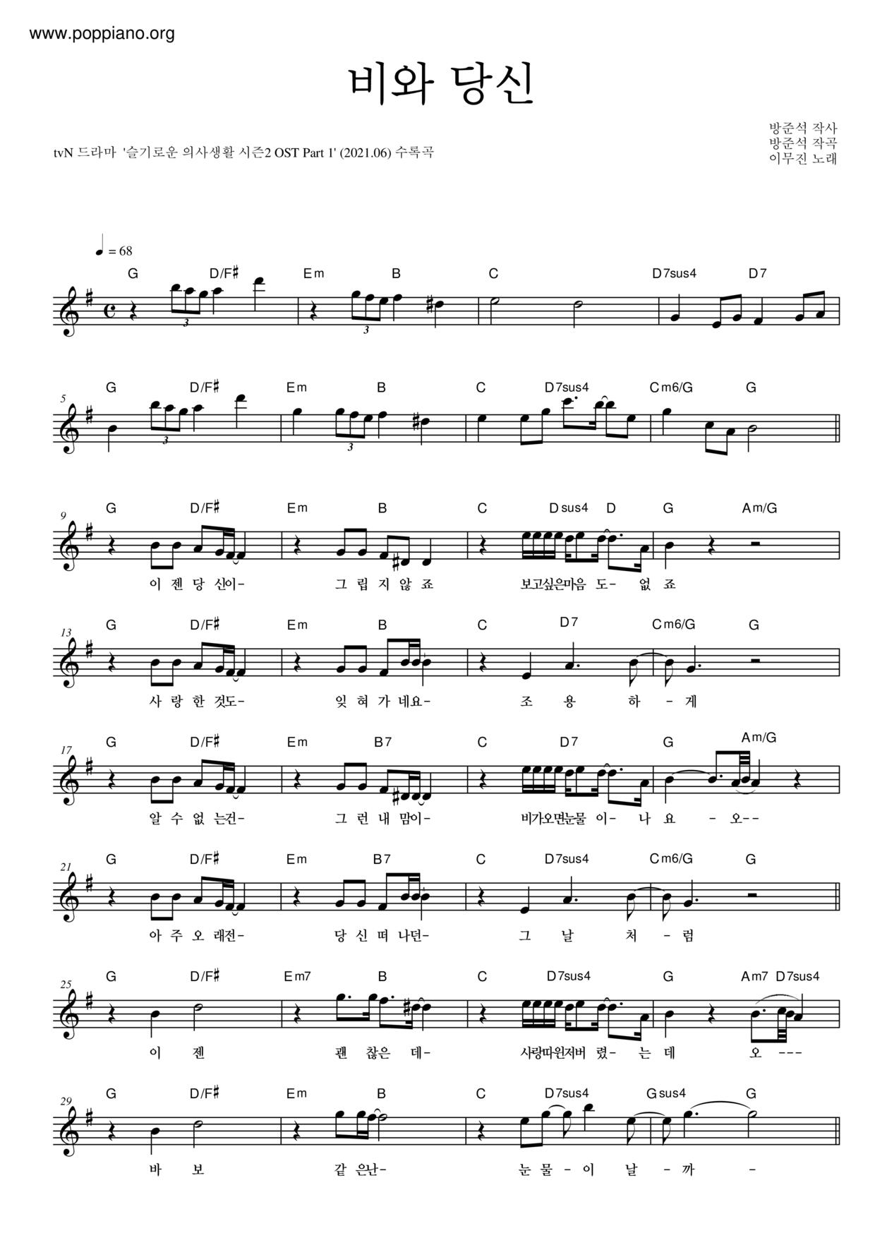Hospital Playlist - Rain and You Score