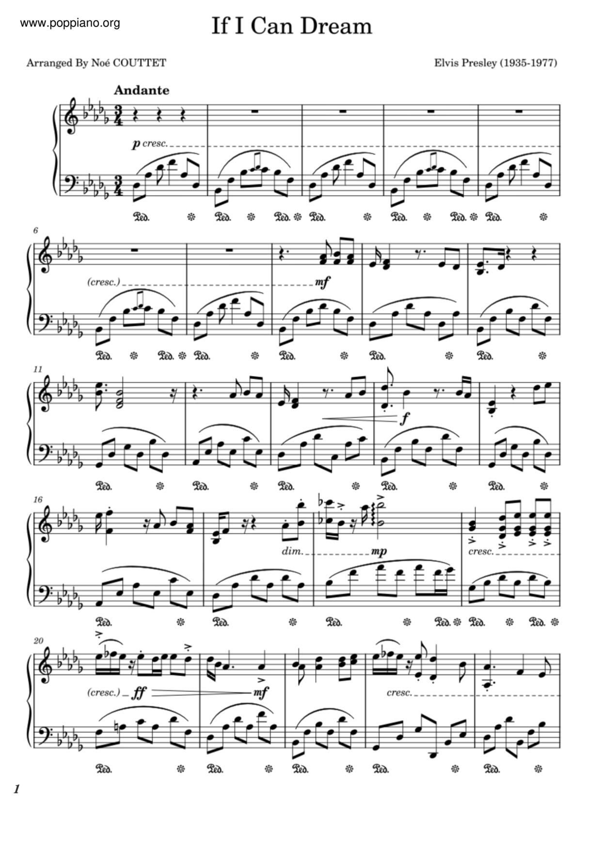 Elvis PresleyIf I Can Dream Sheet Music pdf, Free Score Download ★