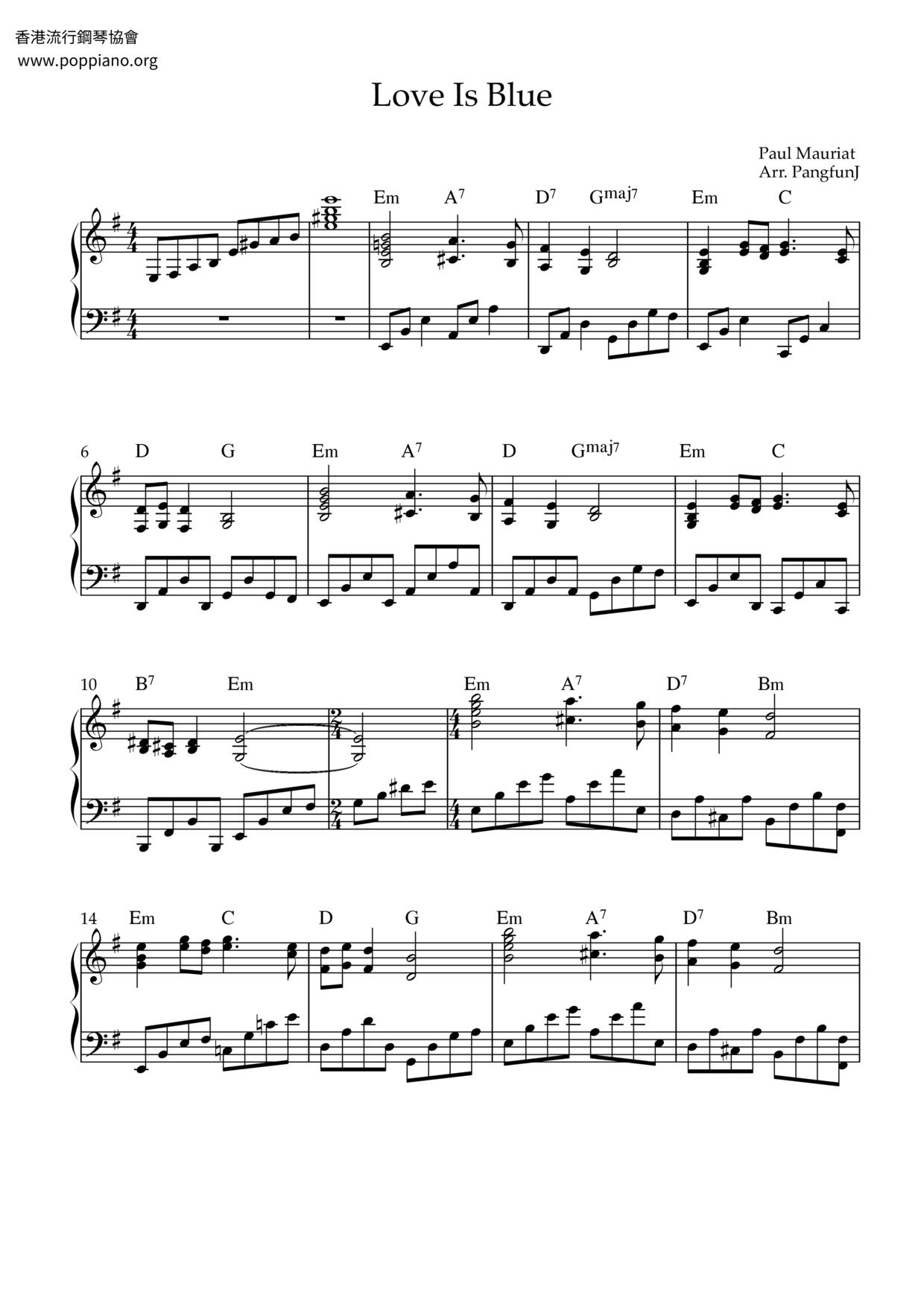 Love Is Blue Score