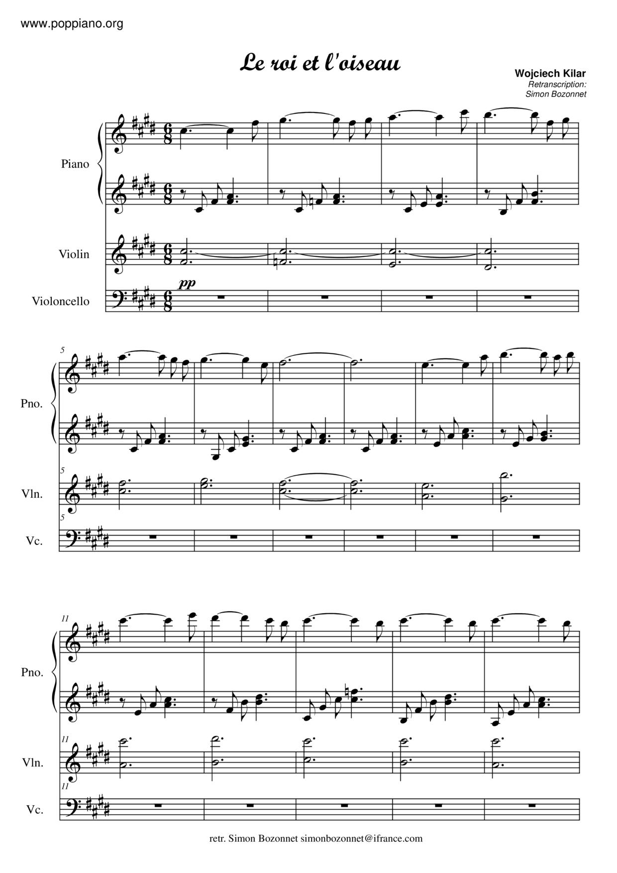 Le Roi Et L' Oiseau Score