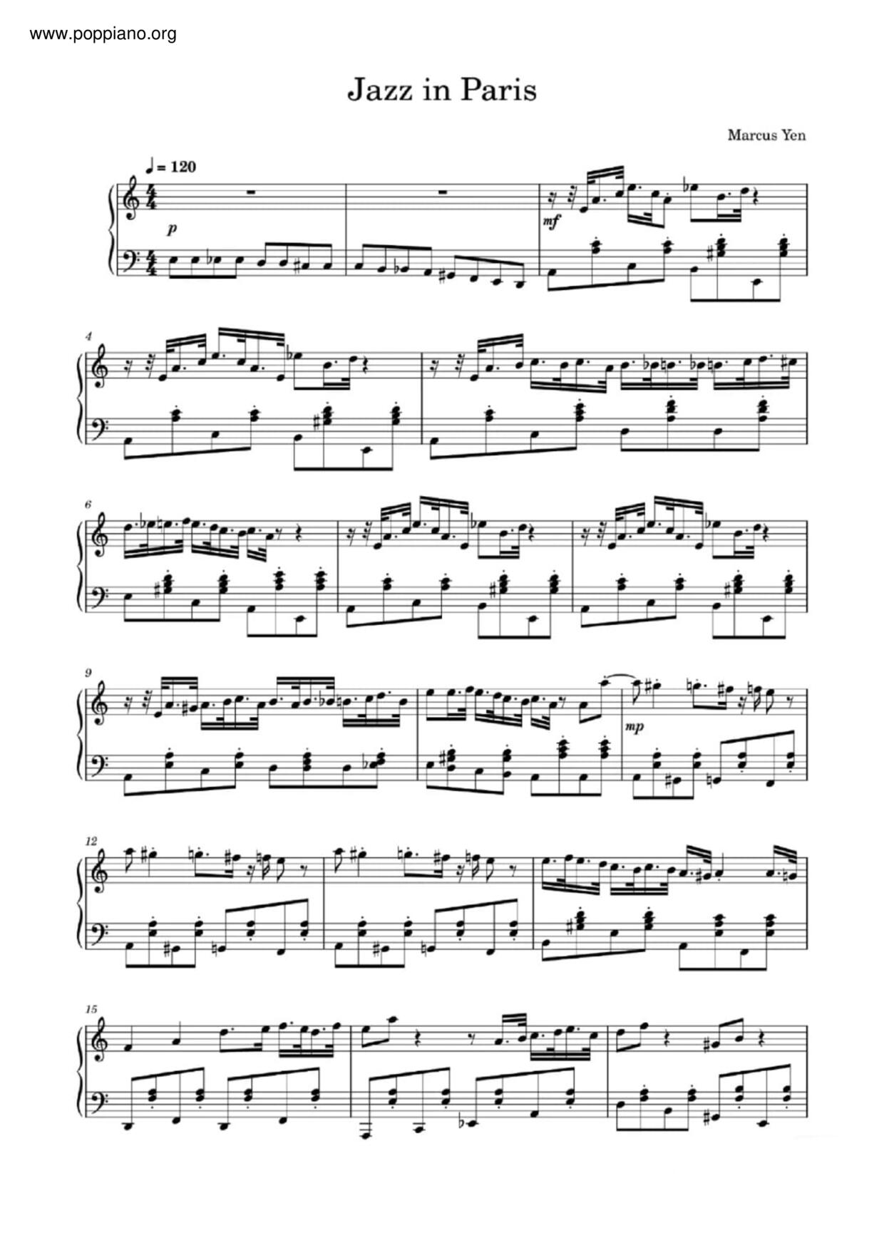 Jazz In Paris Score