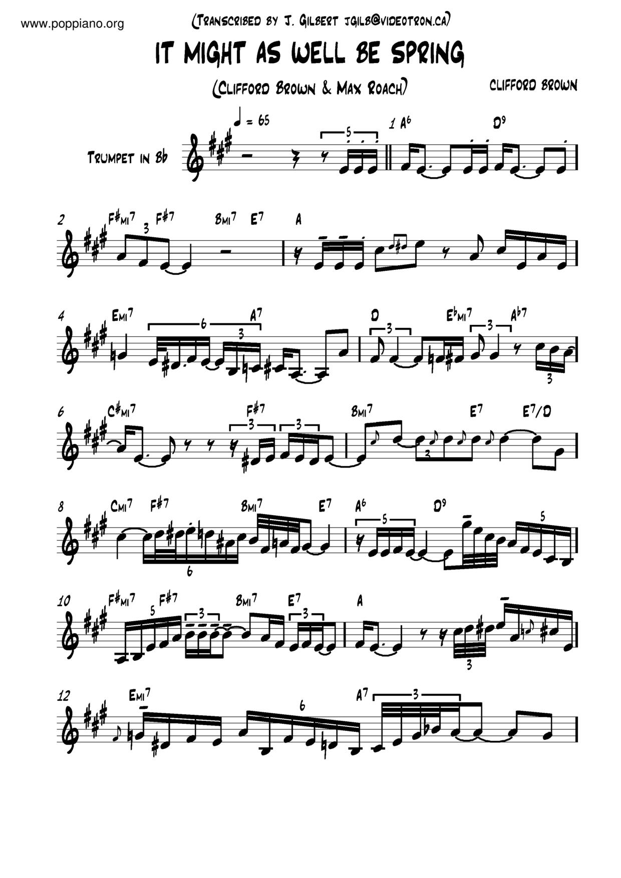 Cbrown It Might As Well Be Spring Score