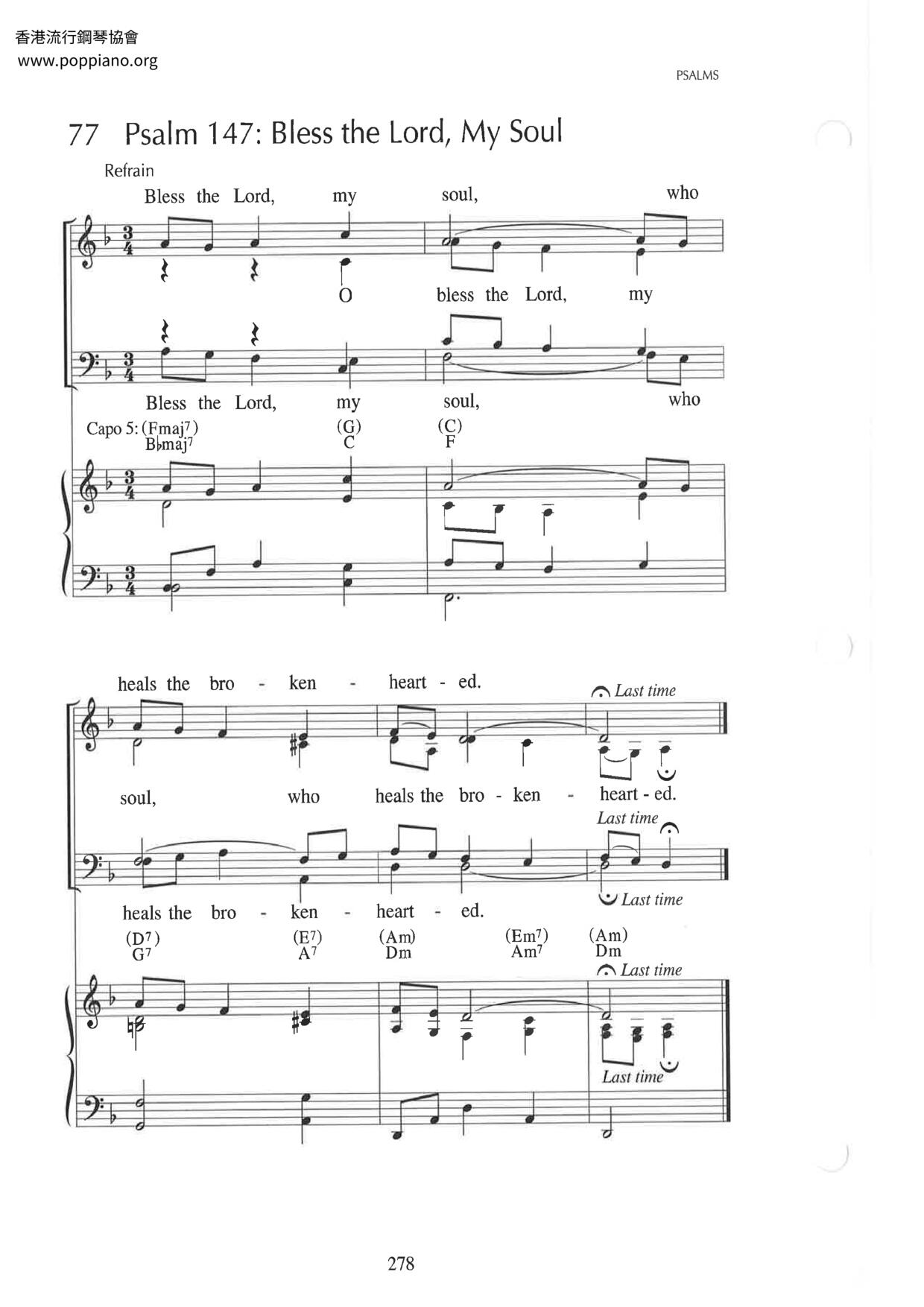 Psalm 147: Bless The Lord, My Soul Score