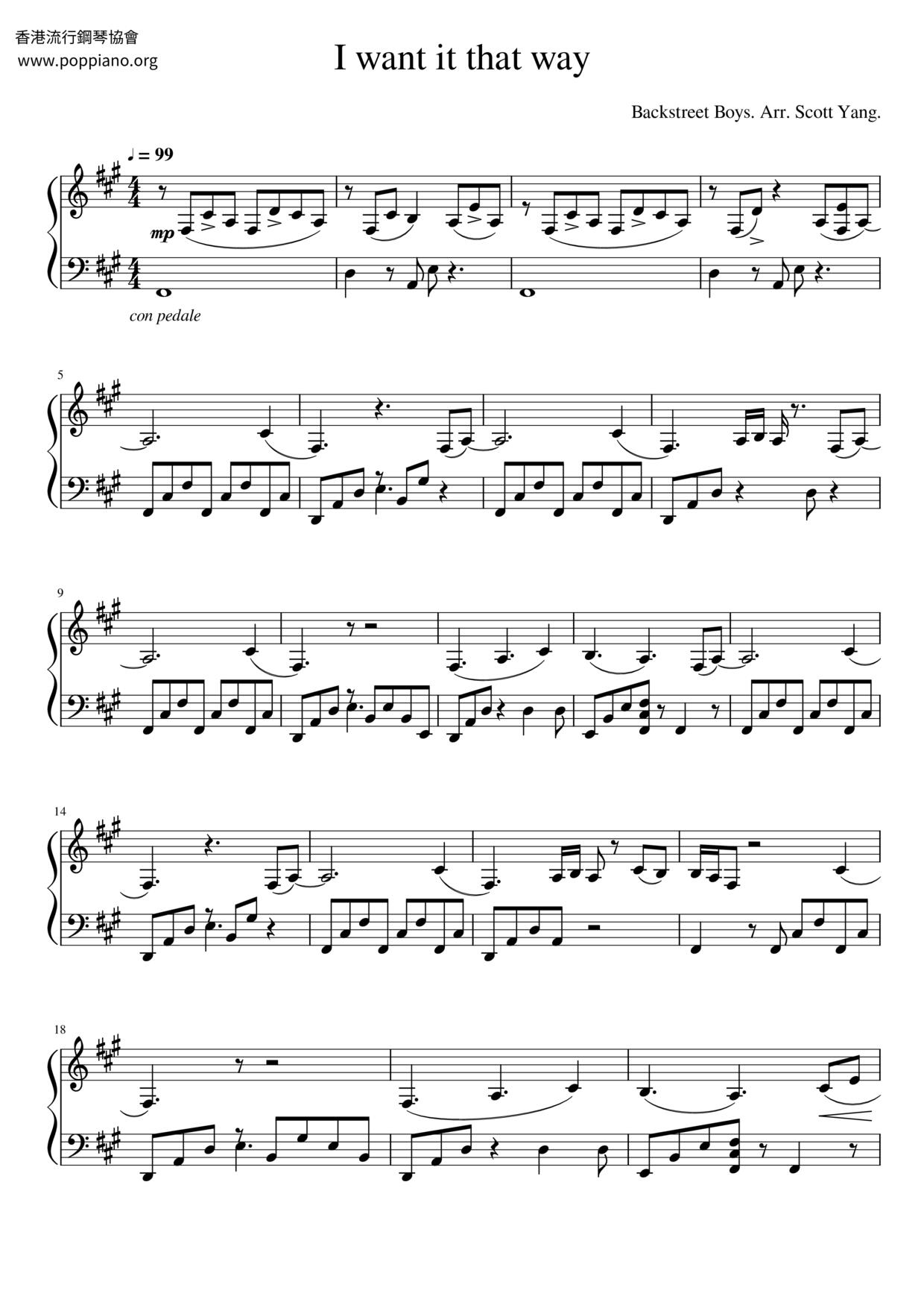I Want It That Way Score