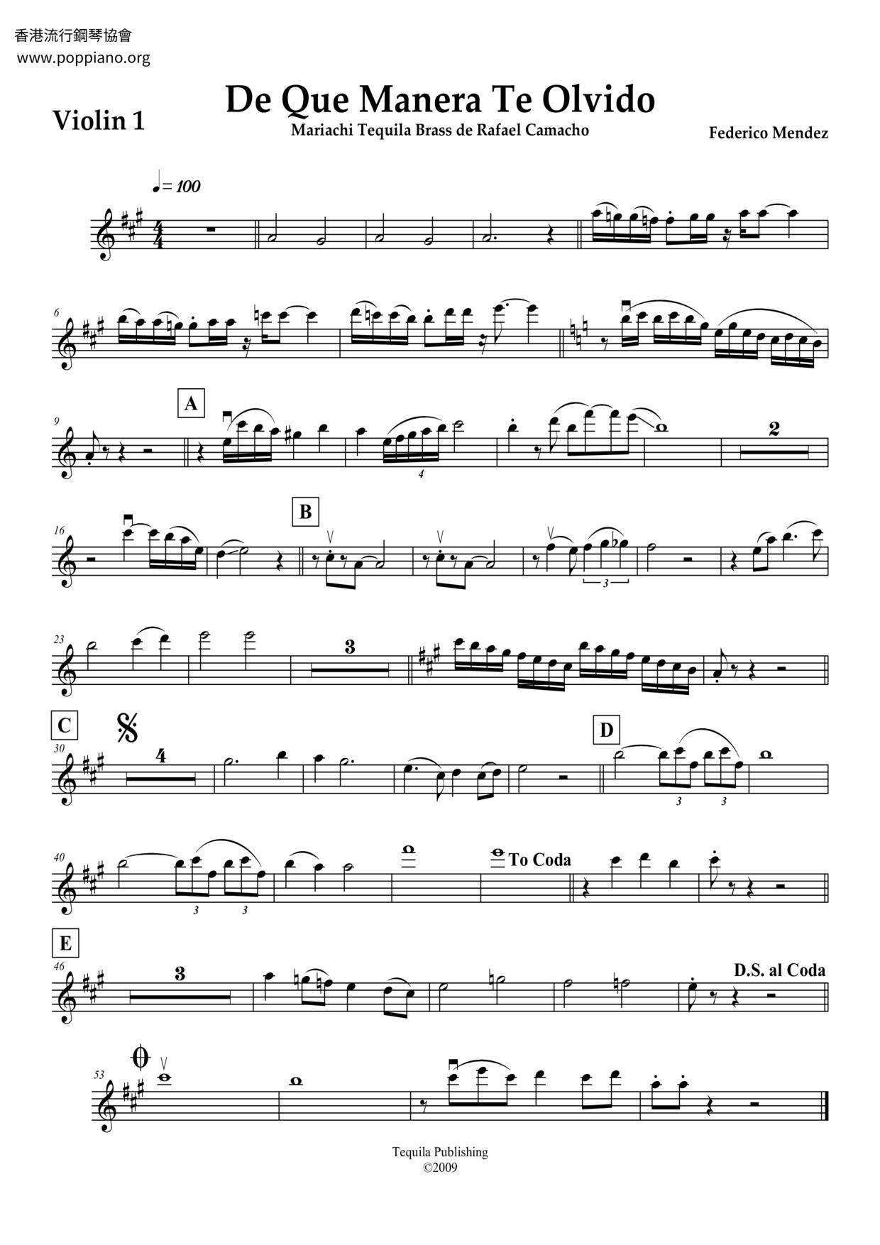 De Que Manera Te Olvido Score