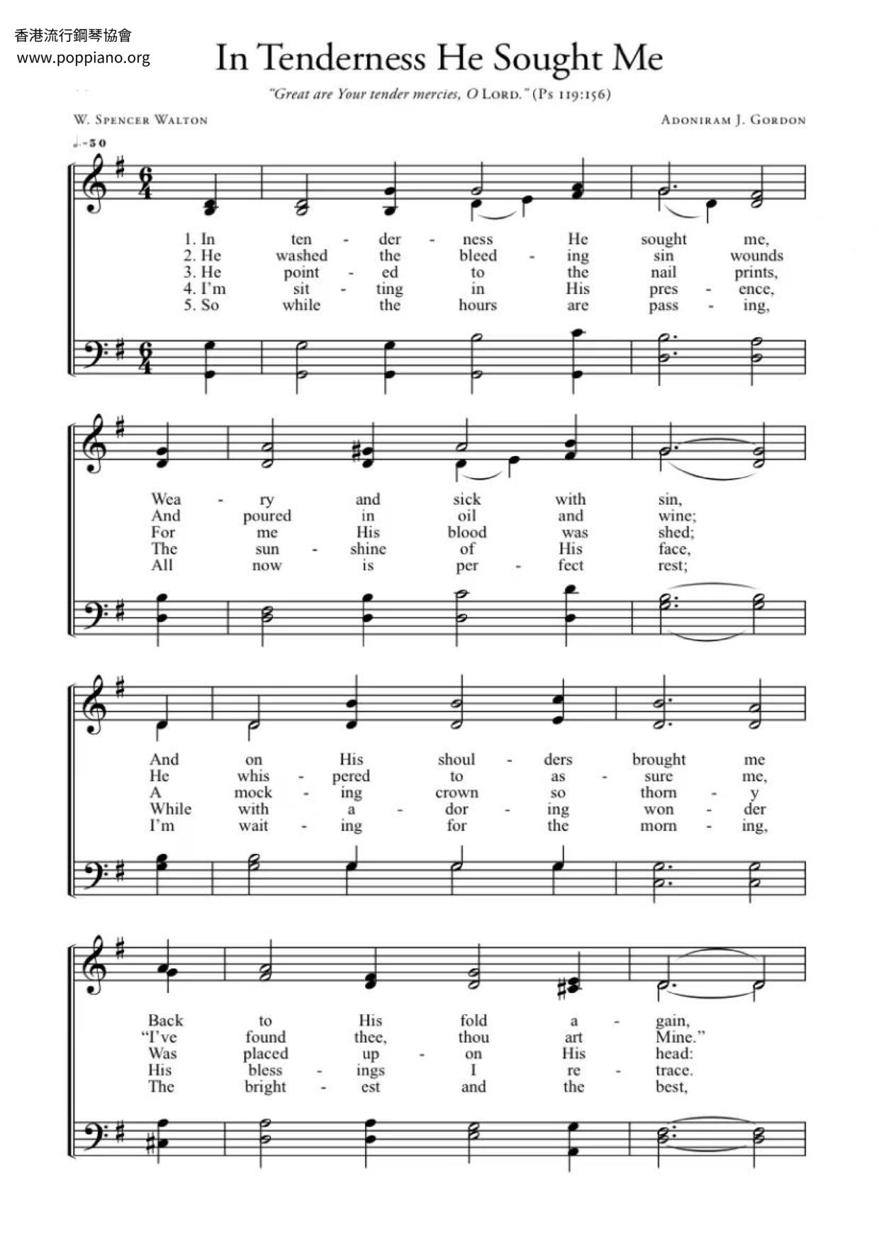 In Tenderness He Sought Me Score