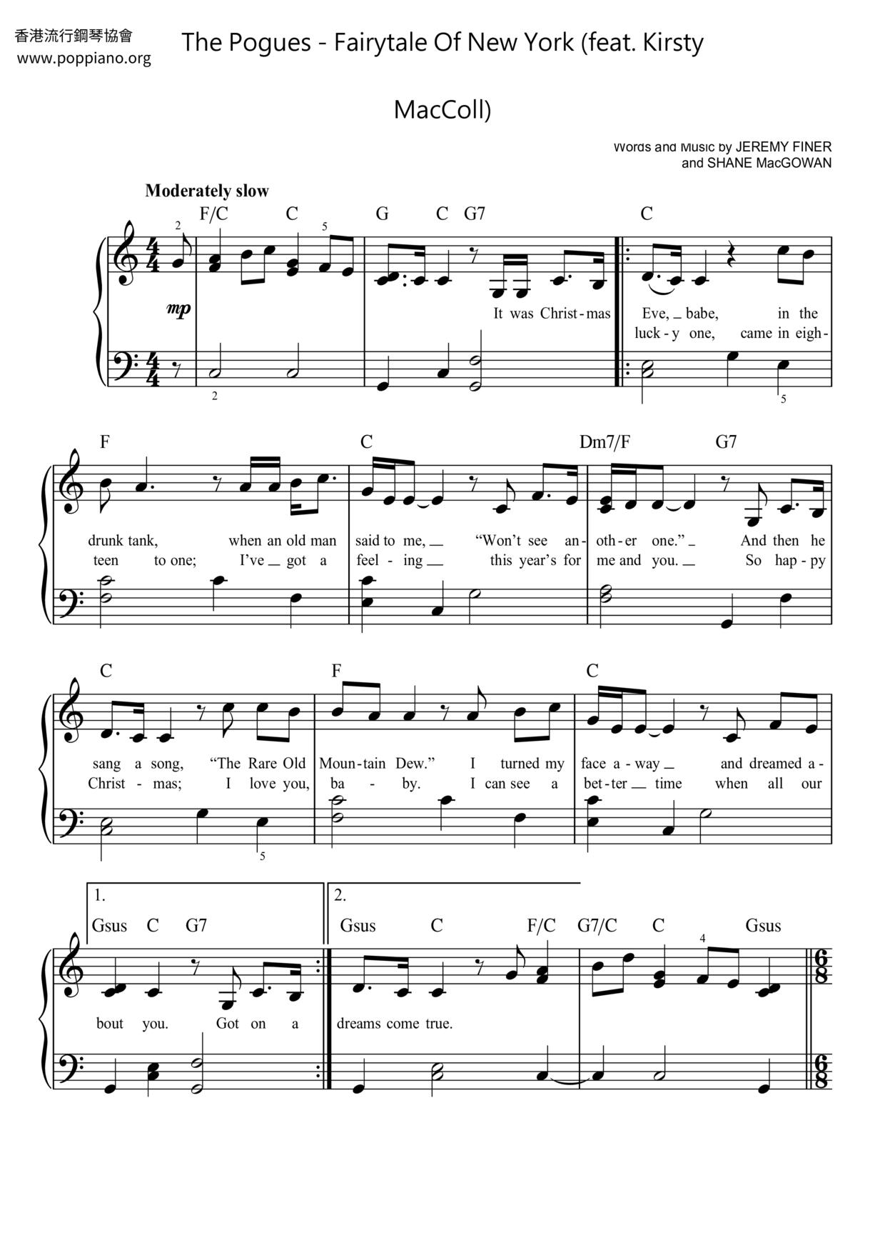 Fairytale Of New York (feat. Kirsty MacColl) Score