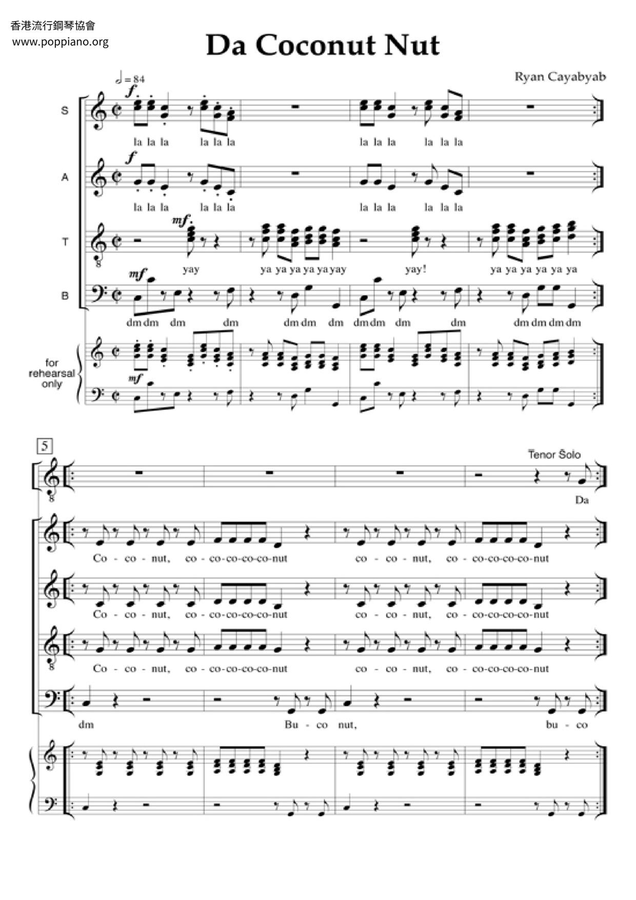 Da Coconut Nut - The Coconut Song Score