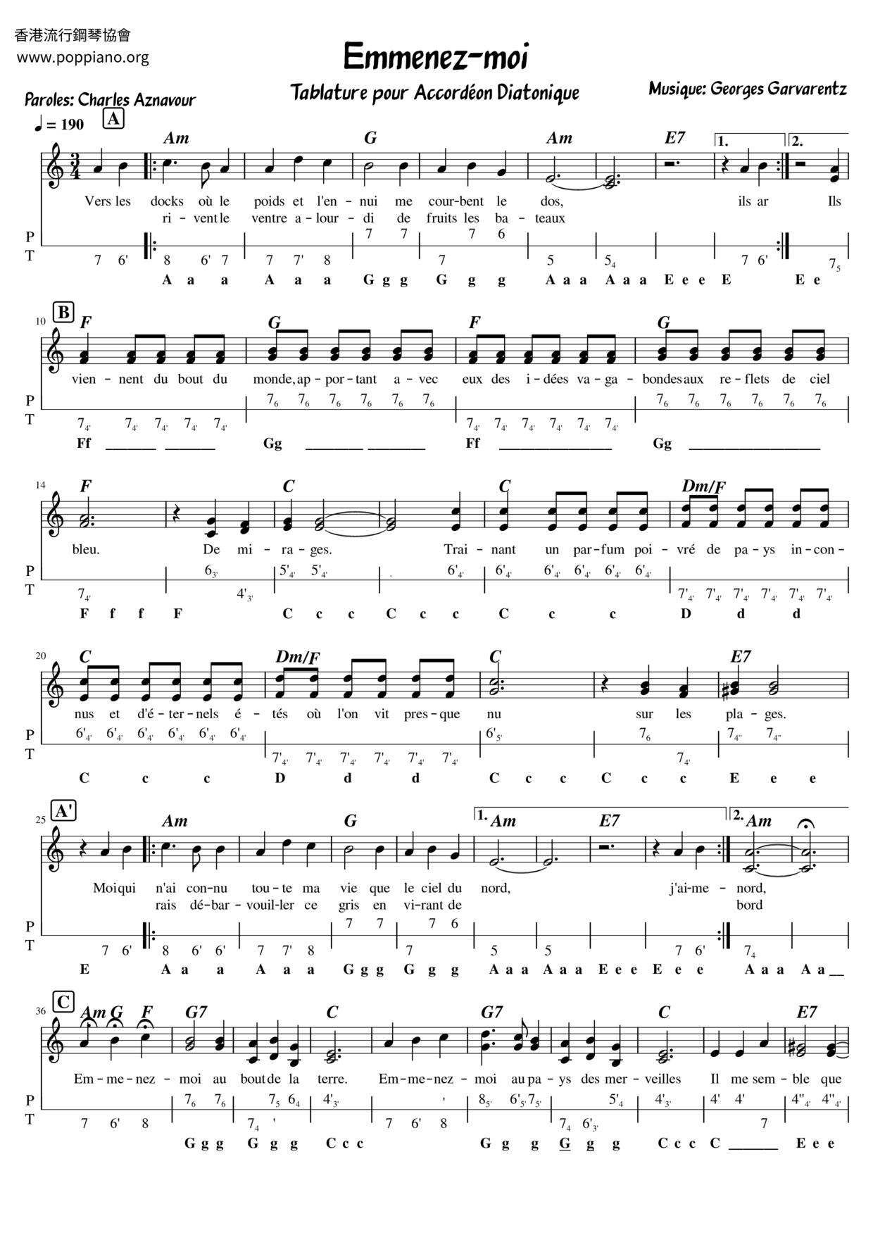 Emmenez-Moi Score