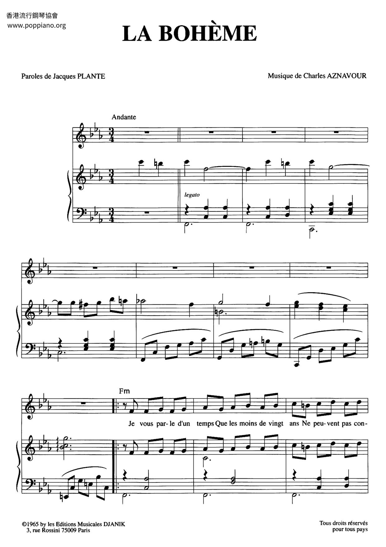 La Boheme Score