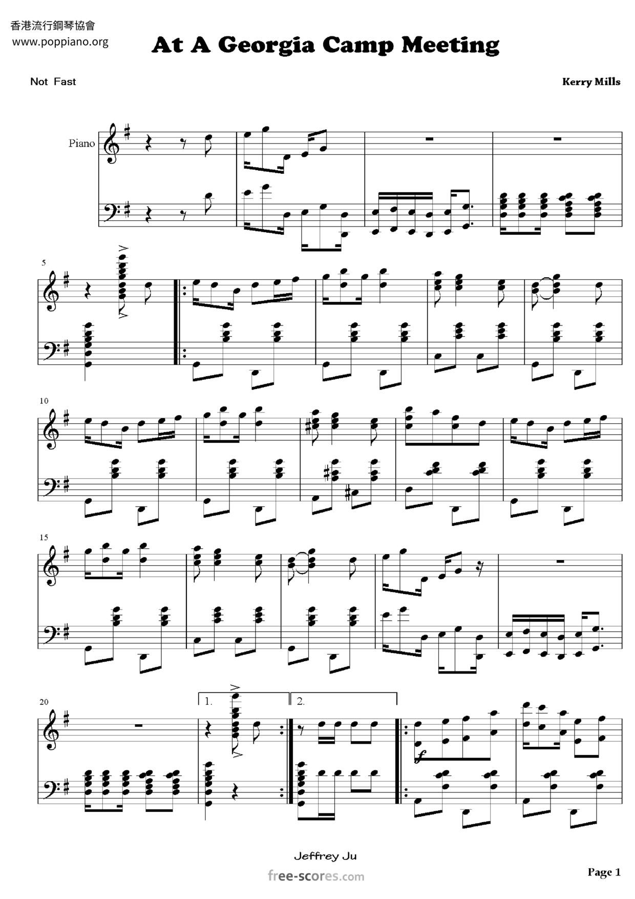 At A Georgia Camp Meeting Score