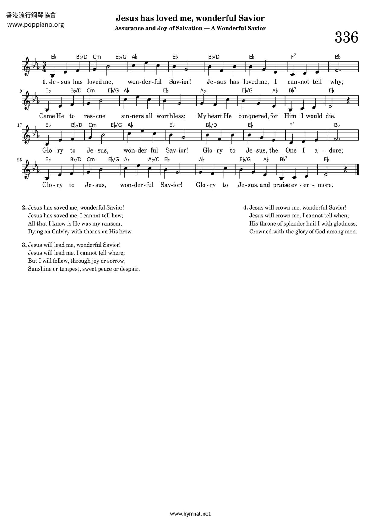 Jesus Has Loved Me, Wonderful Savior Score