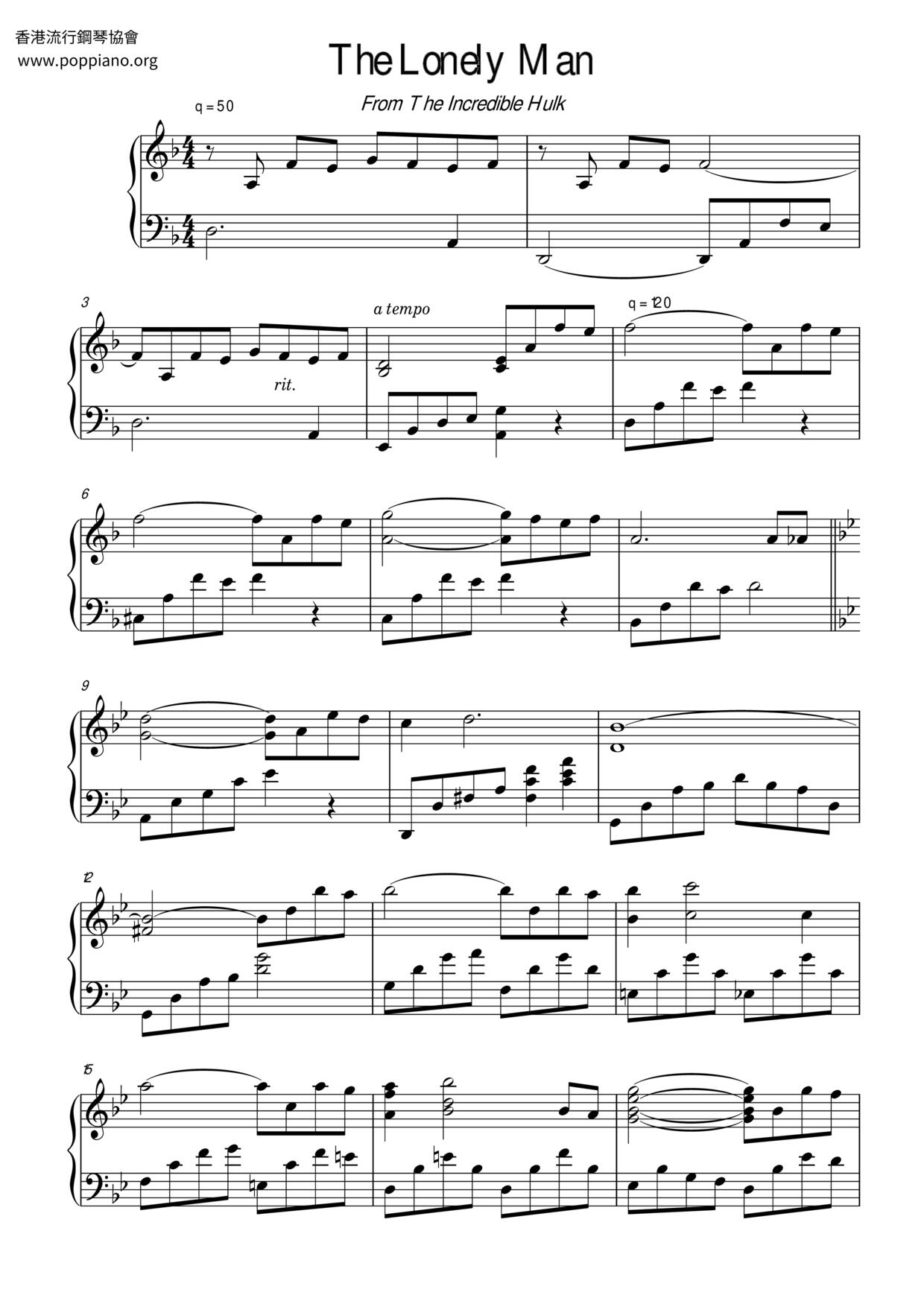 The Lonely Man Theme Score