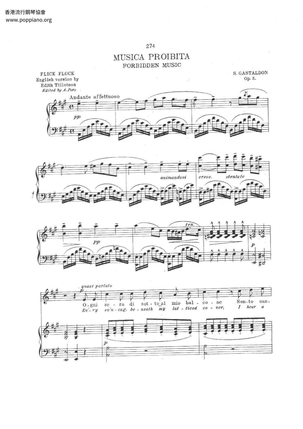 Musica Proibita / Gastaldon Score