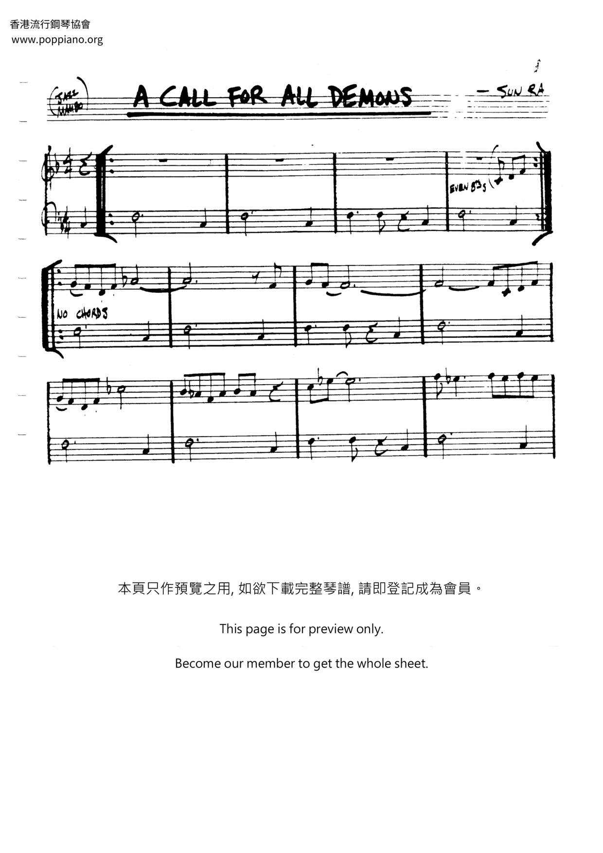 A Call For All Demons Score