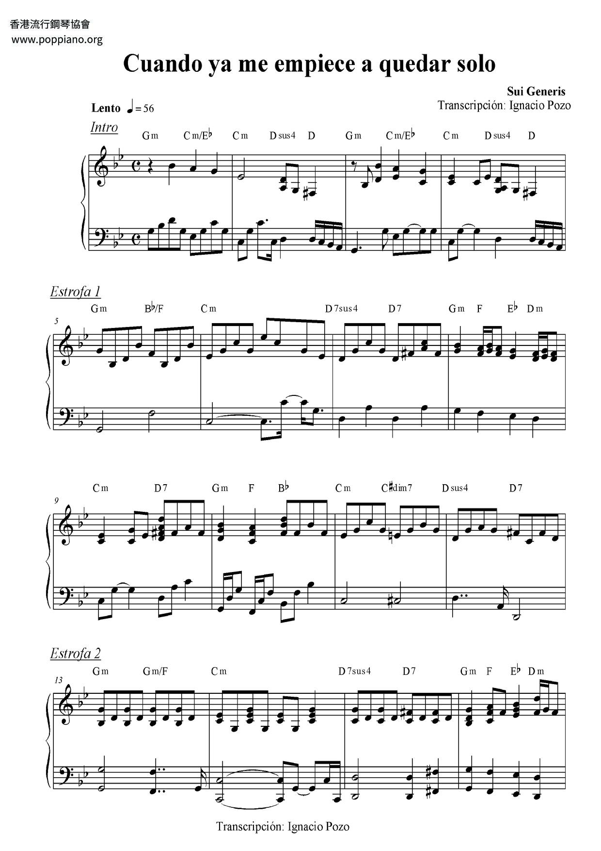 Cuando Ya Me Empiece A Quedar Solo Score