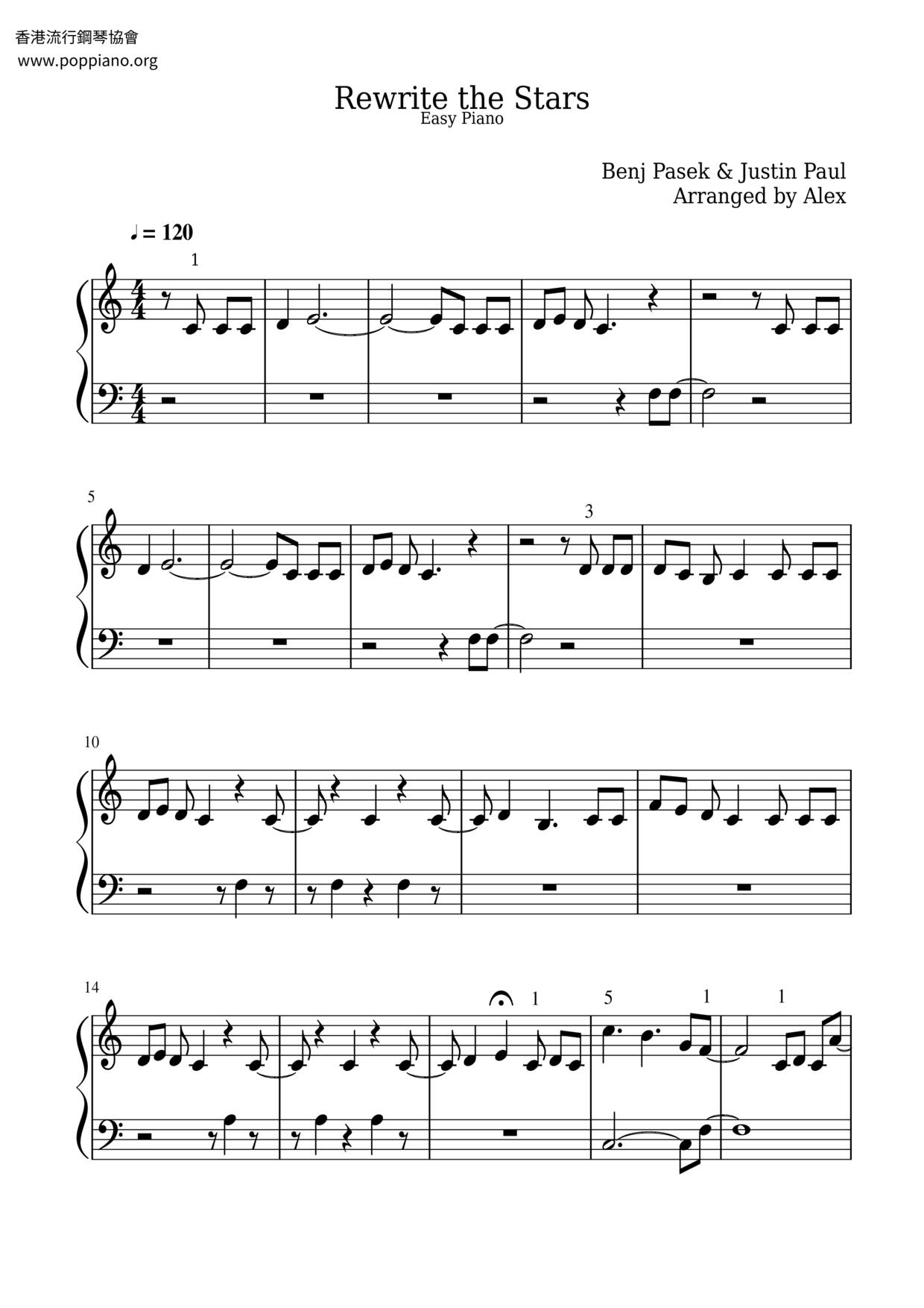 The Greatest Showman - Rewrite The Stars Score